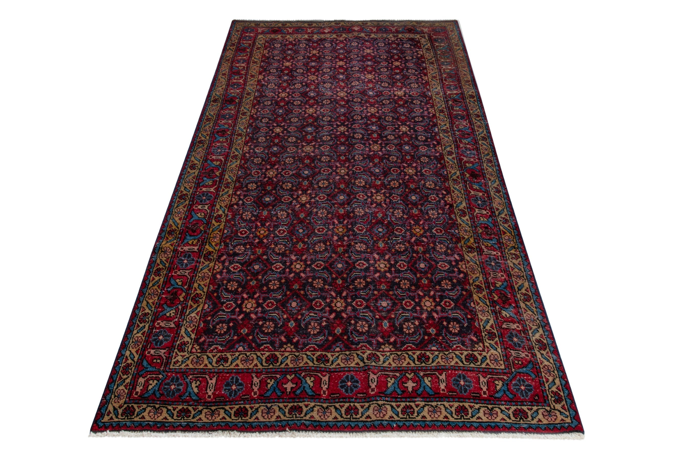 Persian Mahal area rug in burgundy and deep red, view 3 of 20