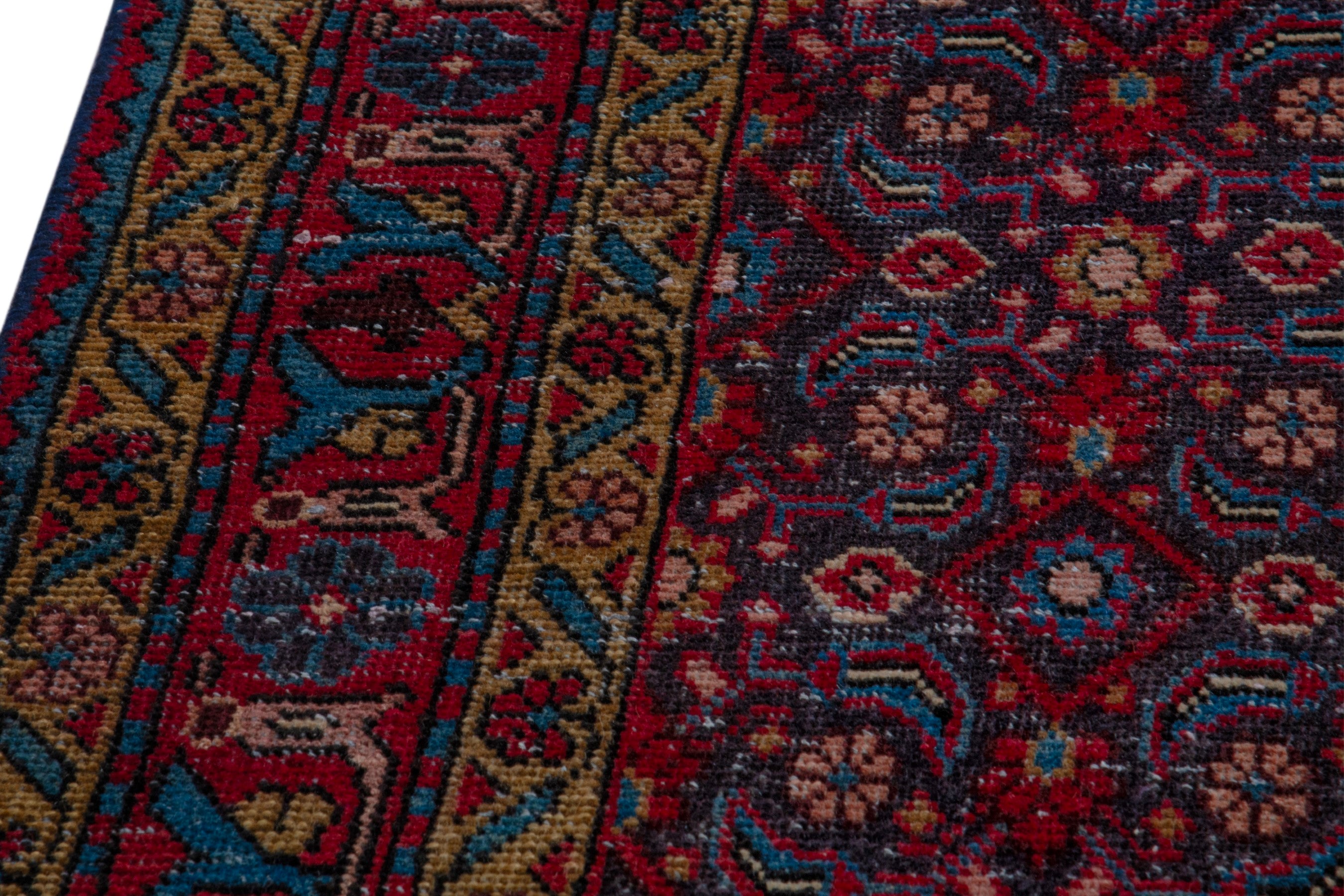 Persian Mahal area rug in burgundy and deep red, view 7 of 20