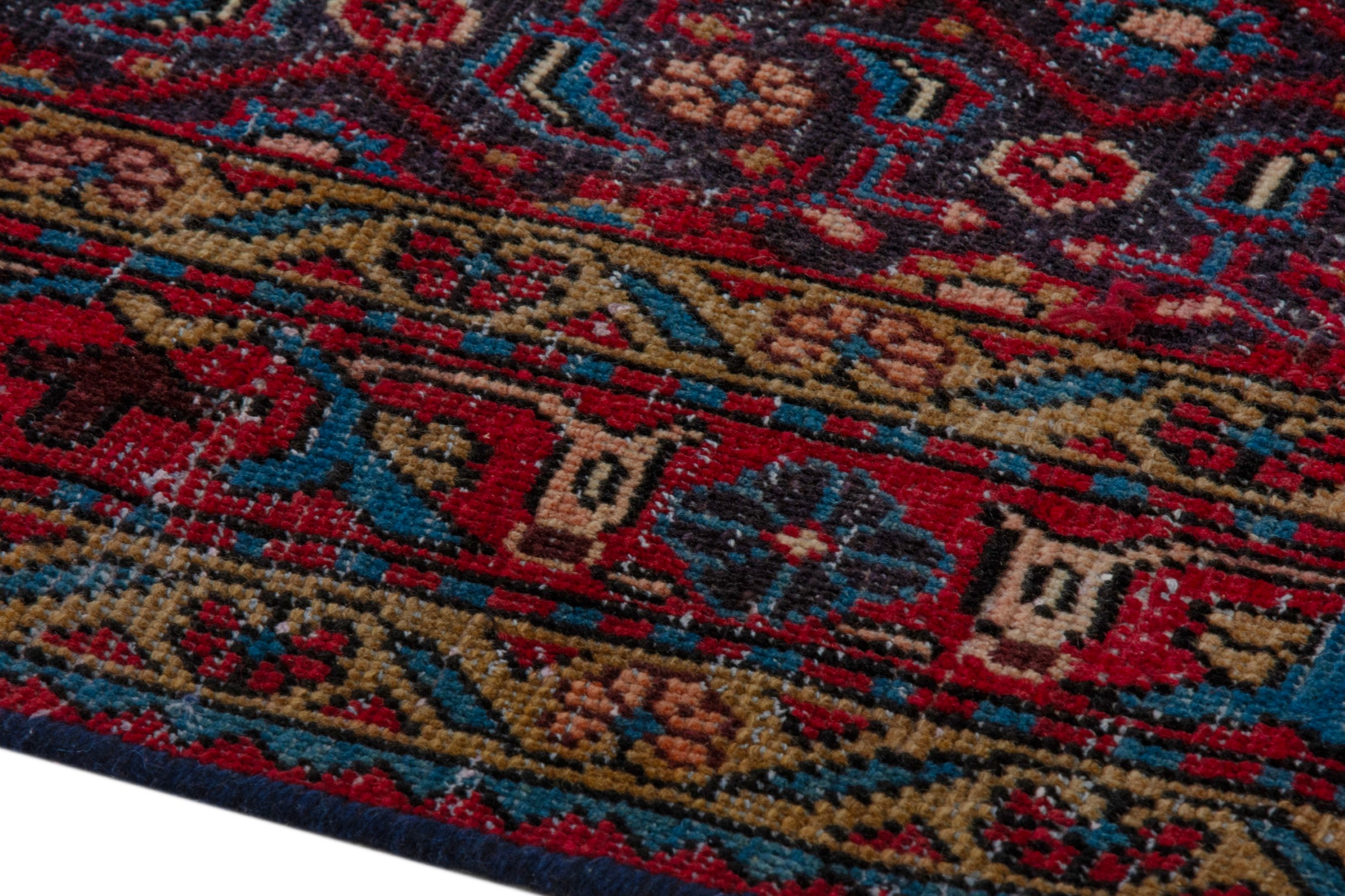 Persian Mahal area rug in burgundy and deep red, view 8 of 20