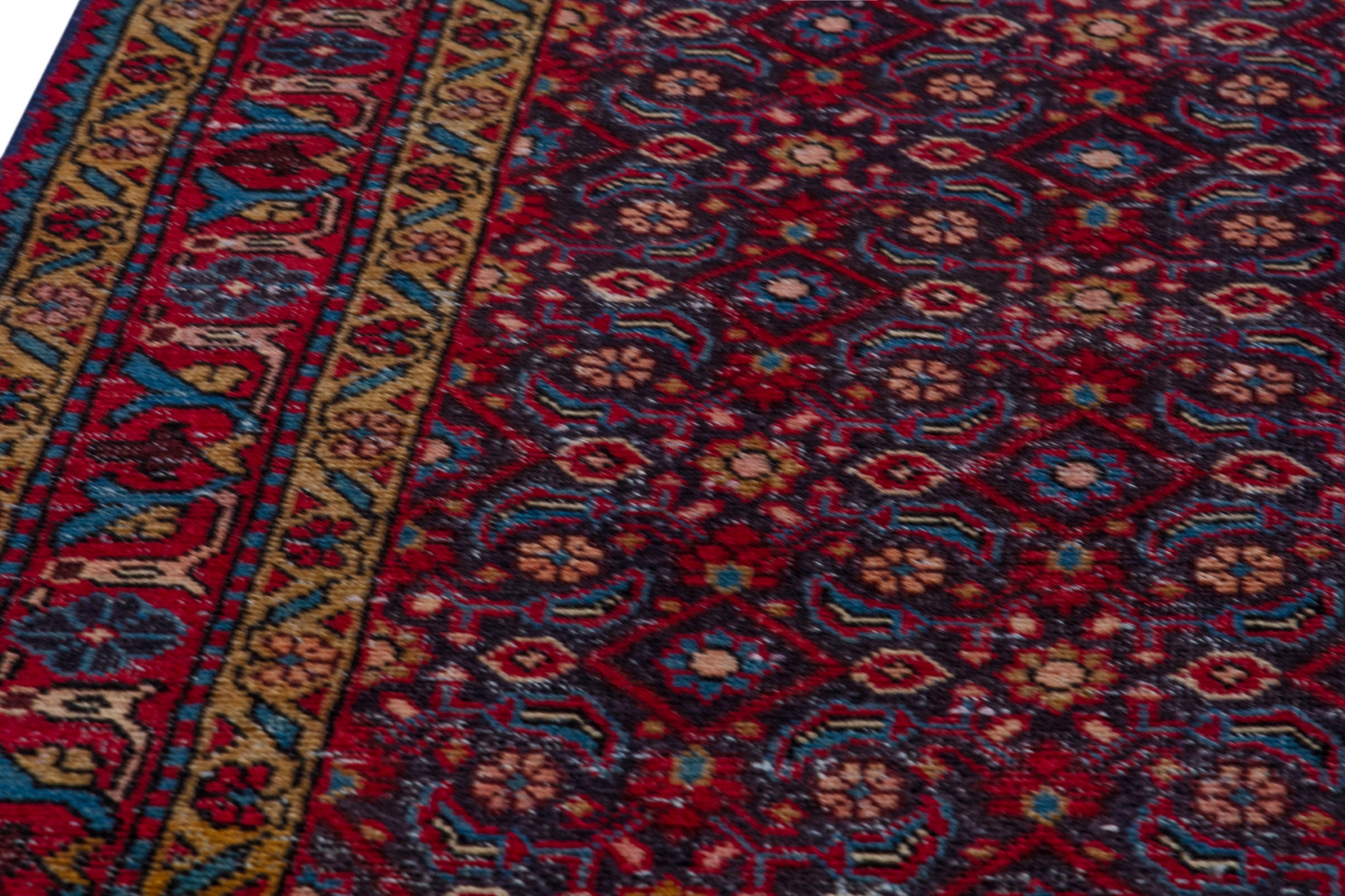 Persian Mahal area rug in burgundy and deep red, view 10 of 20