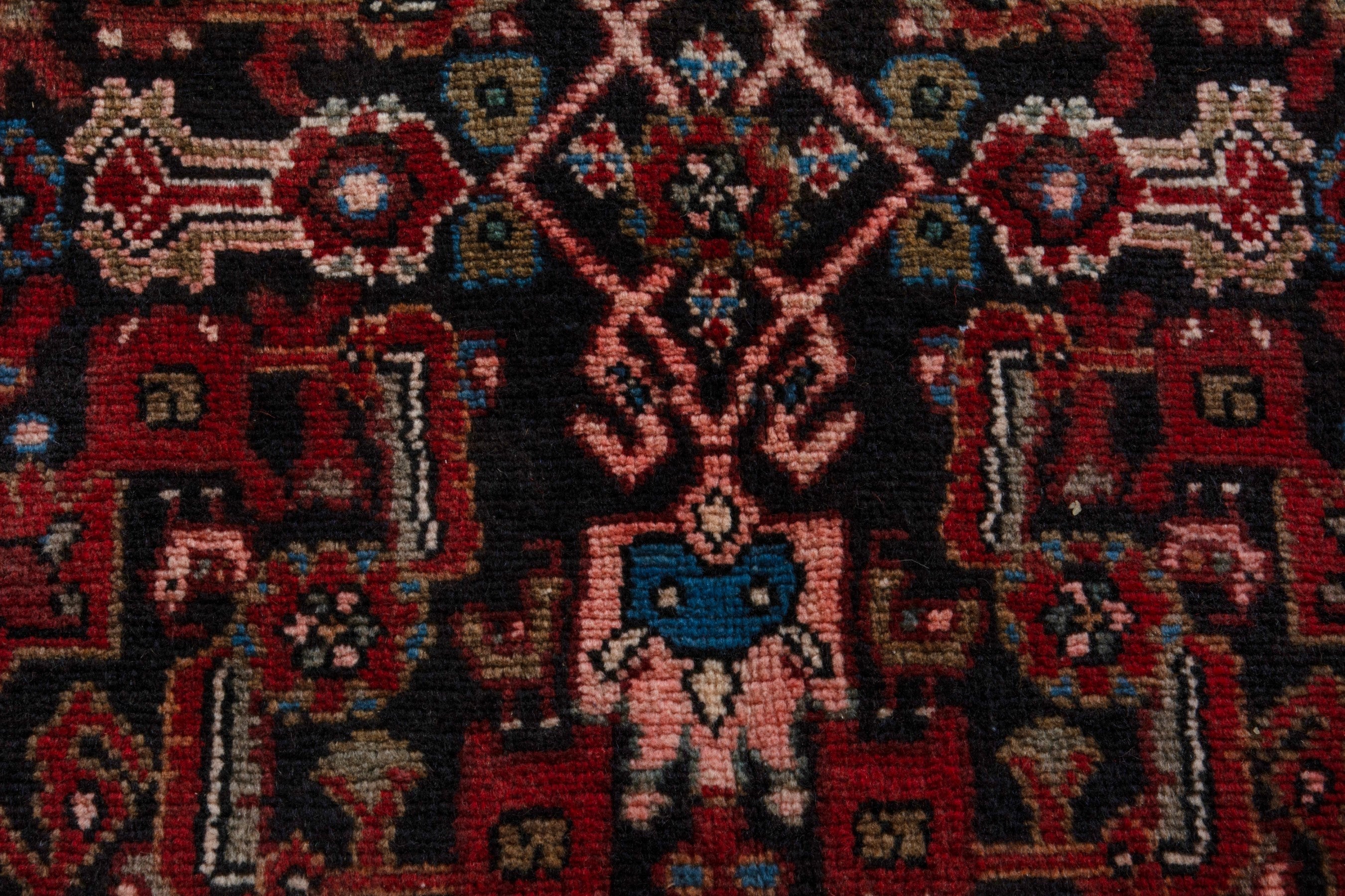 Persian Hamedan runner rug in burgundy and deep red, view 12 of 19