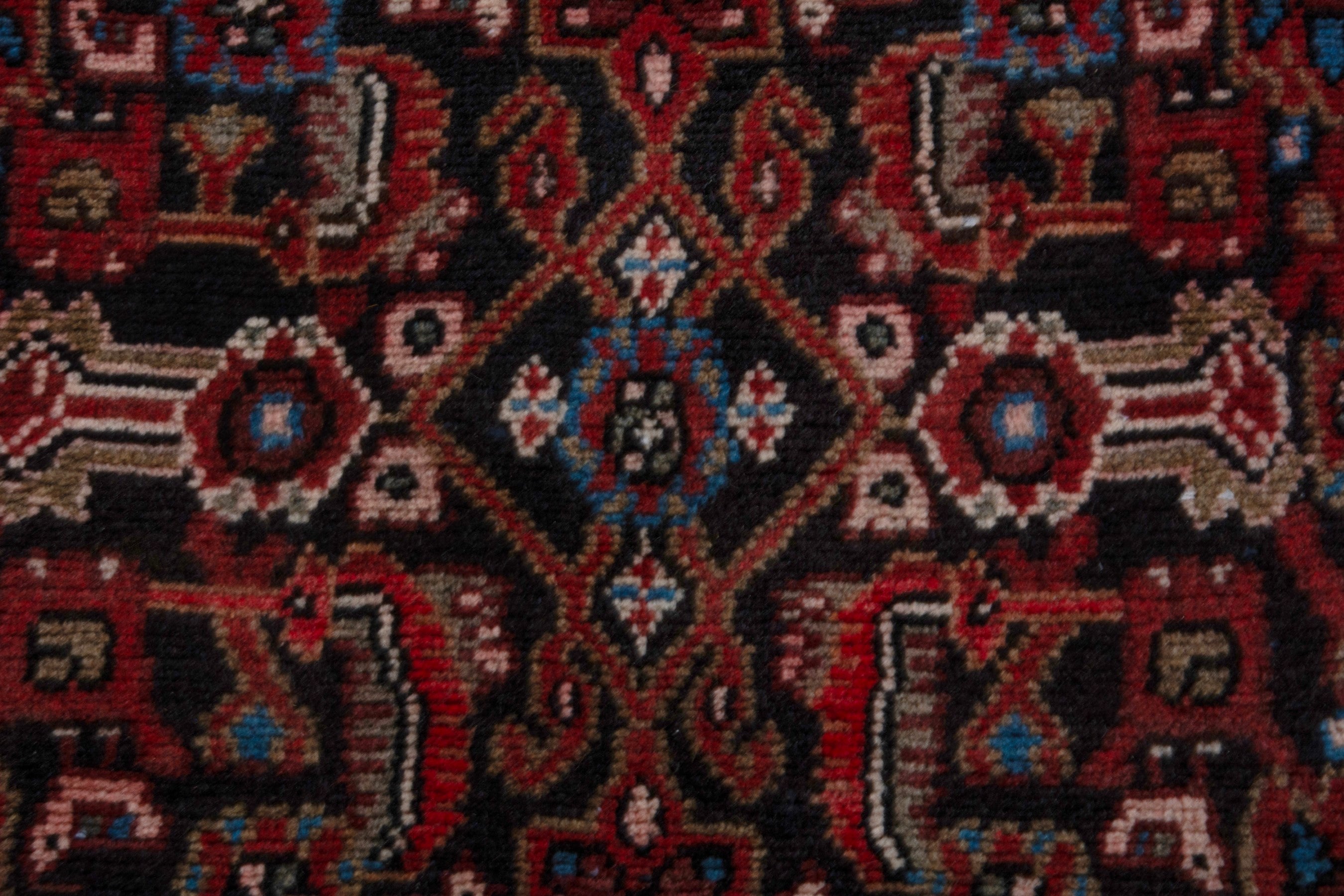 Persian Hamedan runner rug in burgundy and deep red, view 13 of 19