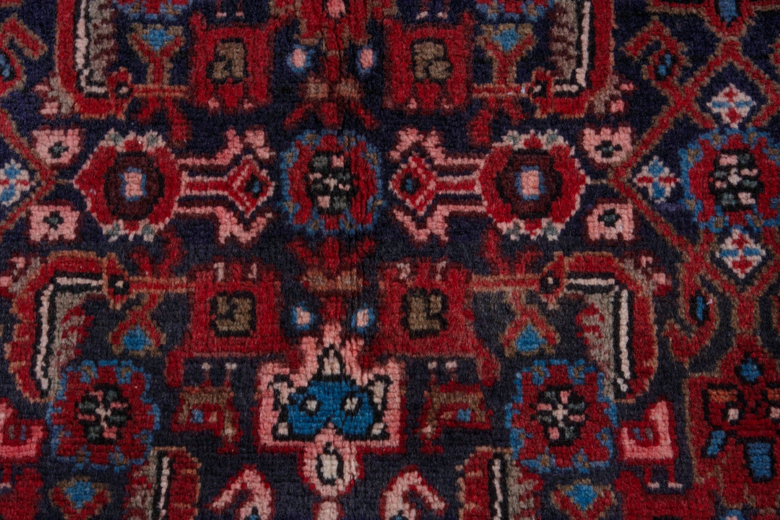 Persian Hamedan runner rug in burgundy and deep red, view 14 of 19