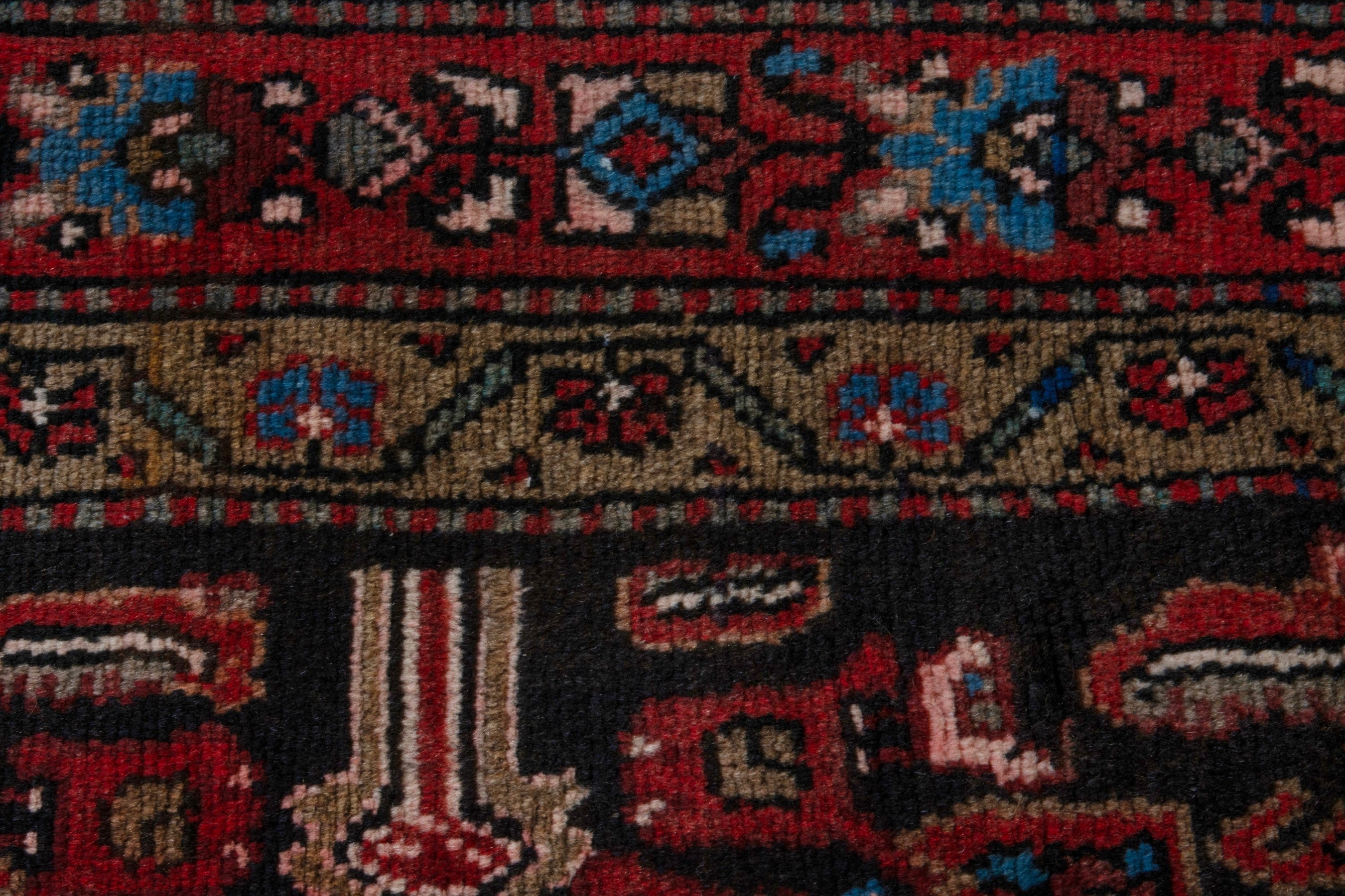 Persian Hamedan runner rug in burgundy and deep red, view 15 of 19