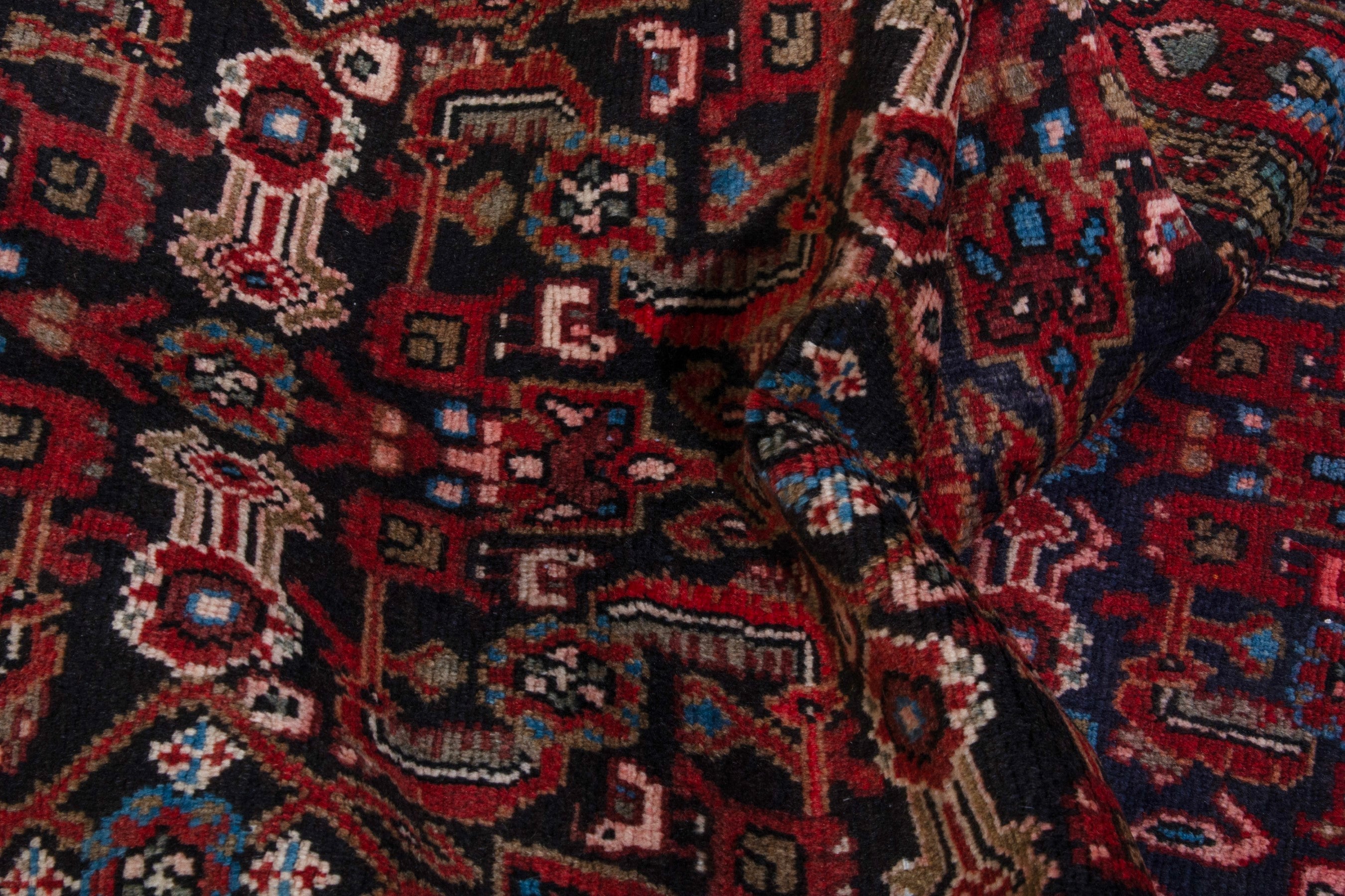 Persian Hamedan runner rug in burgundy and deep red, view 16 of 19
