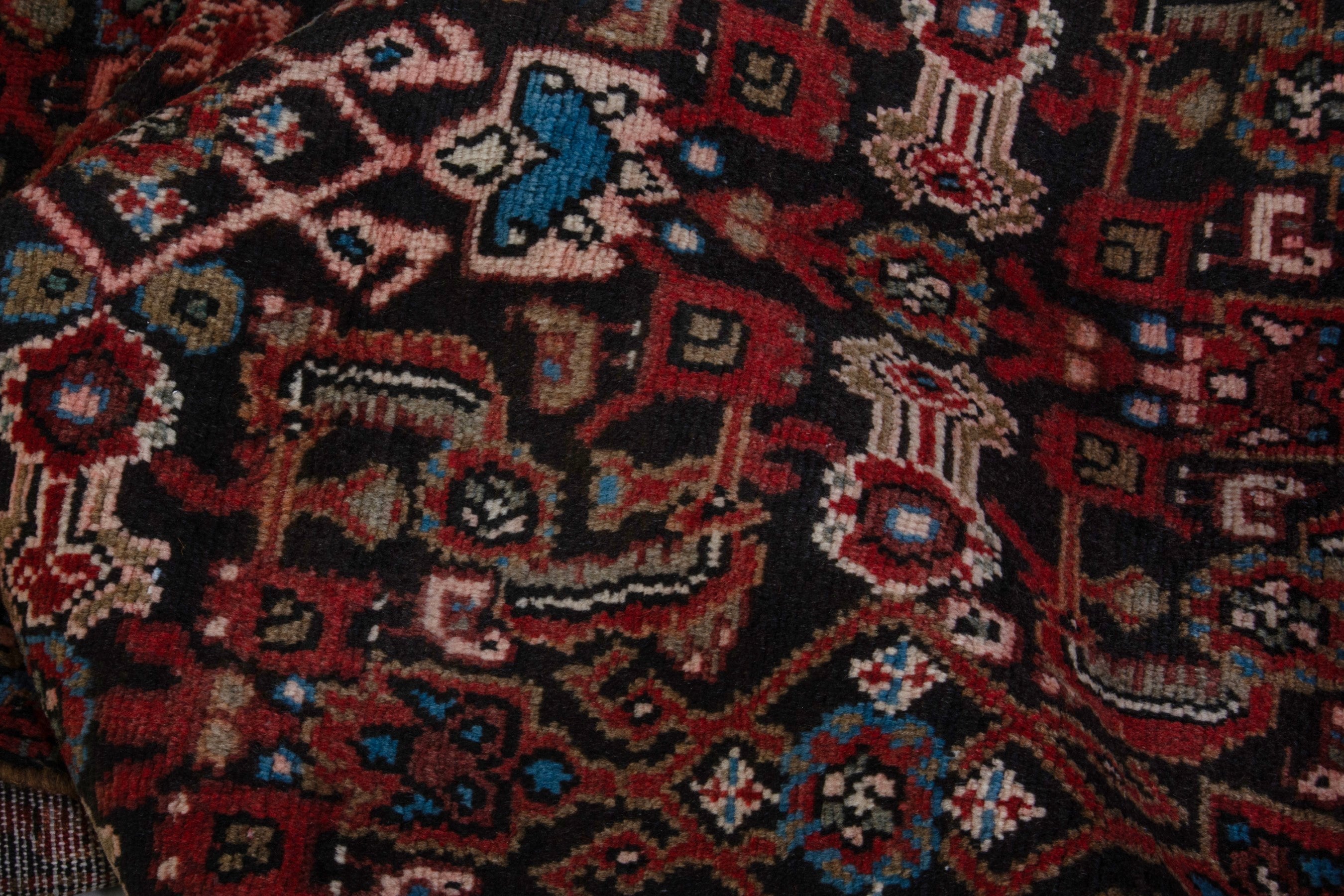 Persian Hamedan runner rug in burgundy and deep red, view 17 of 19