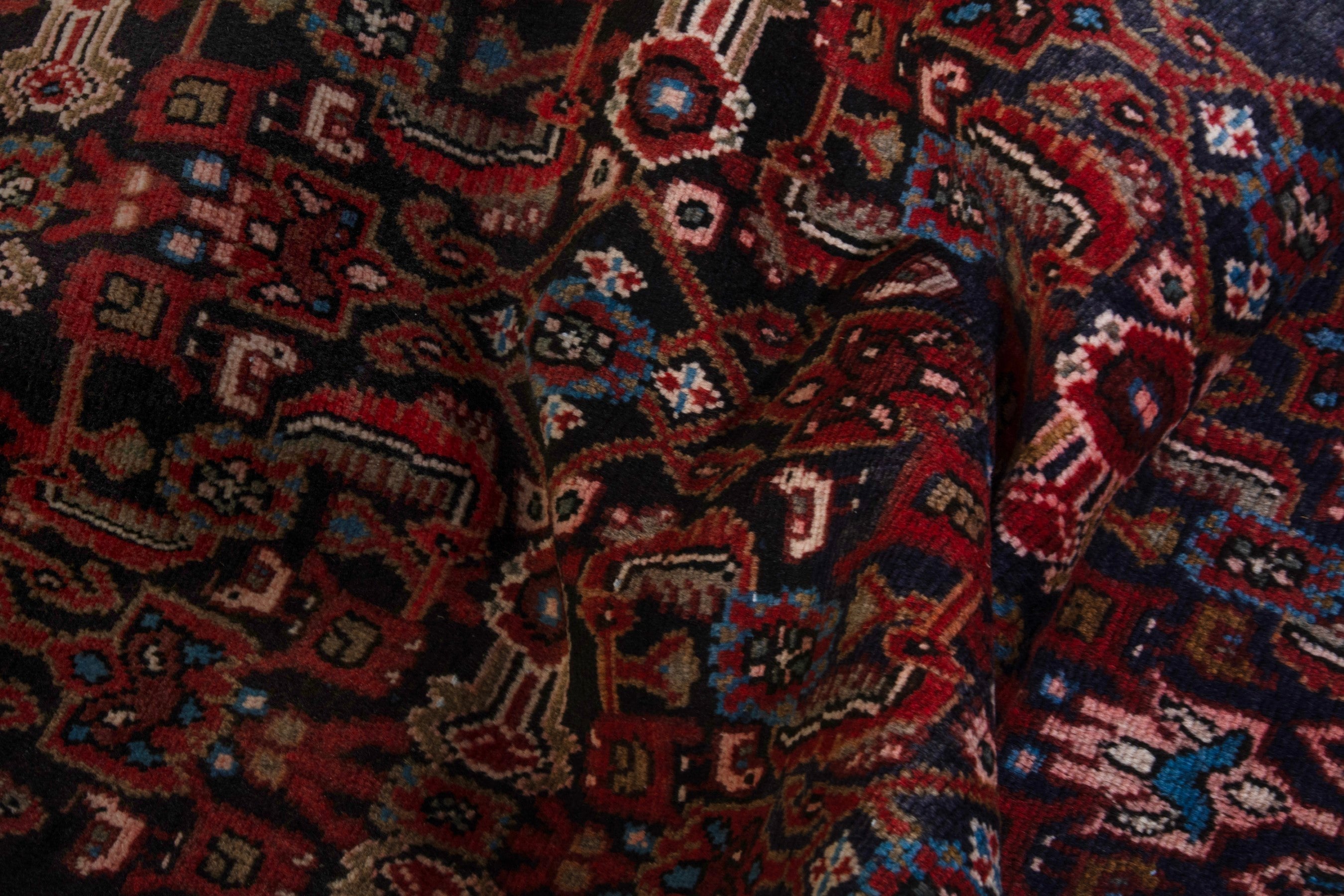 Persian Hamedan runner rug in burgundy and deep red, view 18 of 19