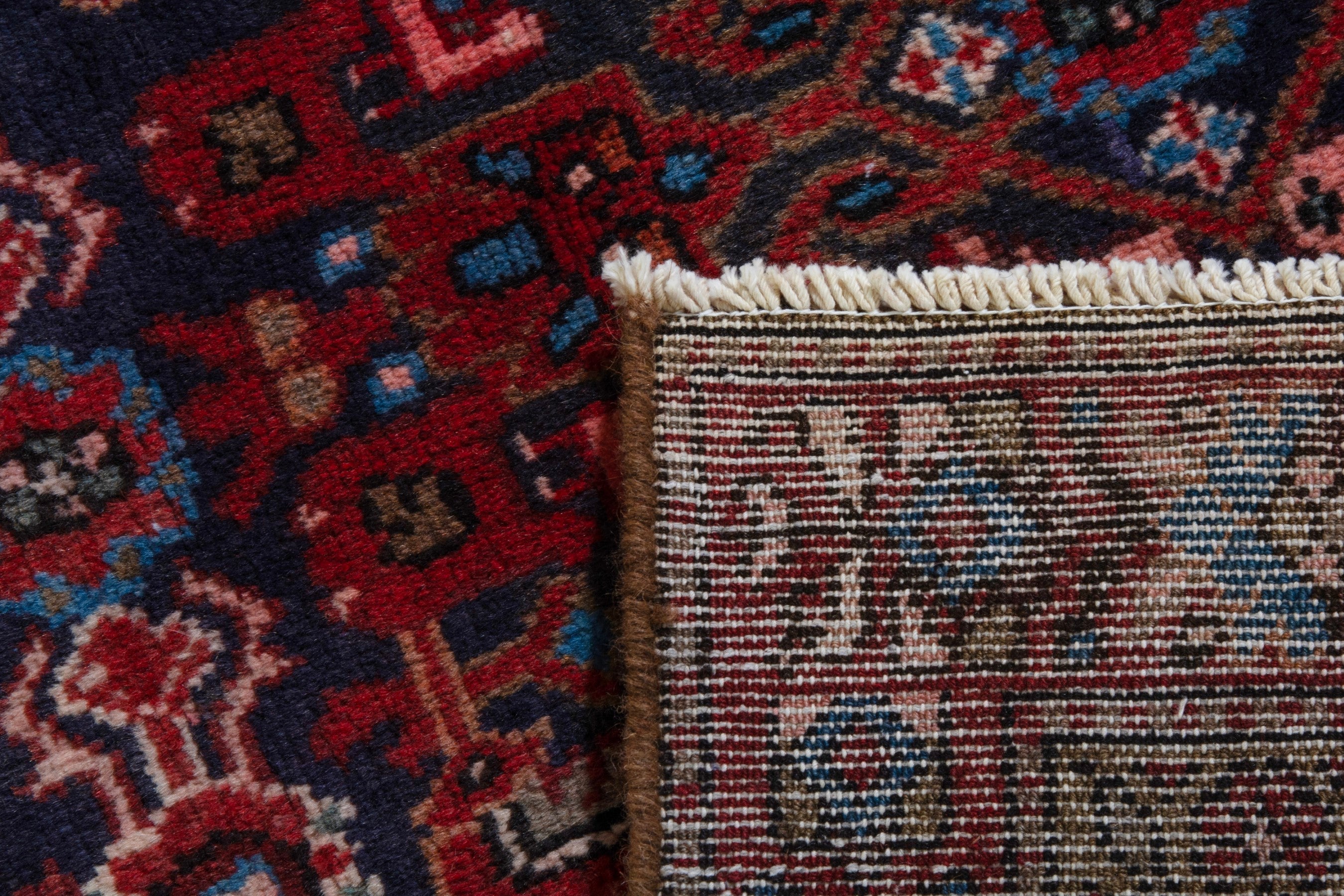 Persian Hamedan runner rug in burgundy and deep red, view 19 of 19