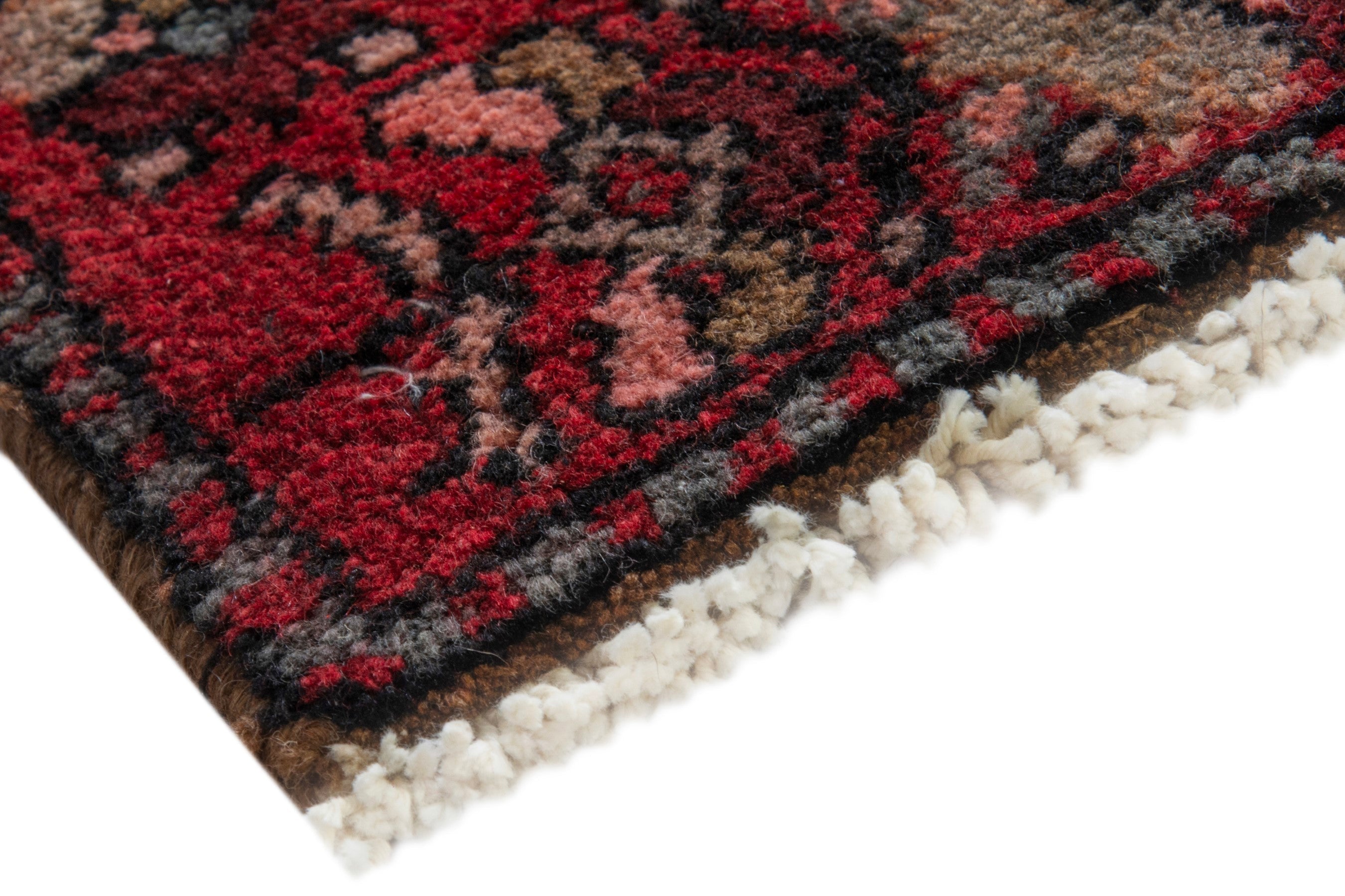 Persian Hamedan runner rug in burgundy and deep red, view 6 of 19