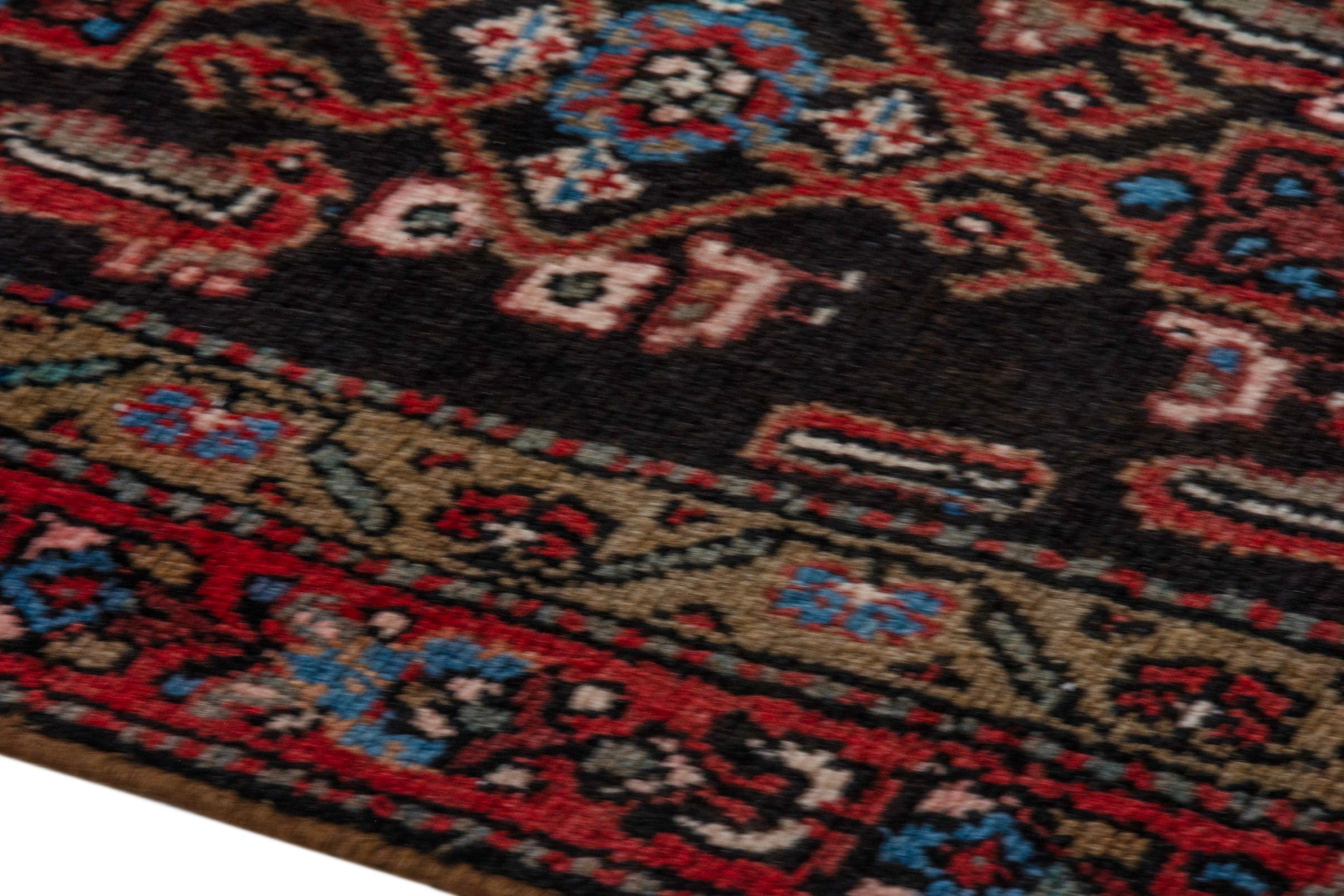 Persian Hamedan runner rug in burgundy and deep red, view 8 of 19