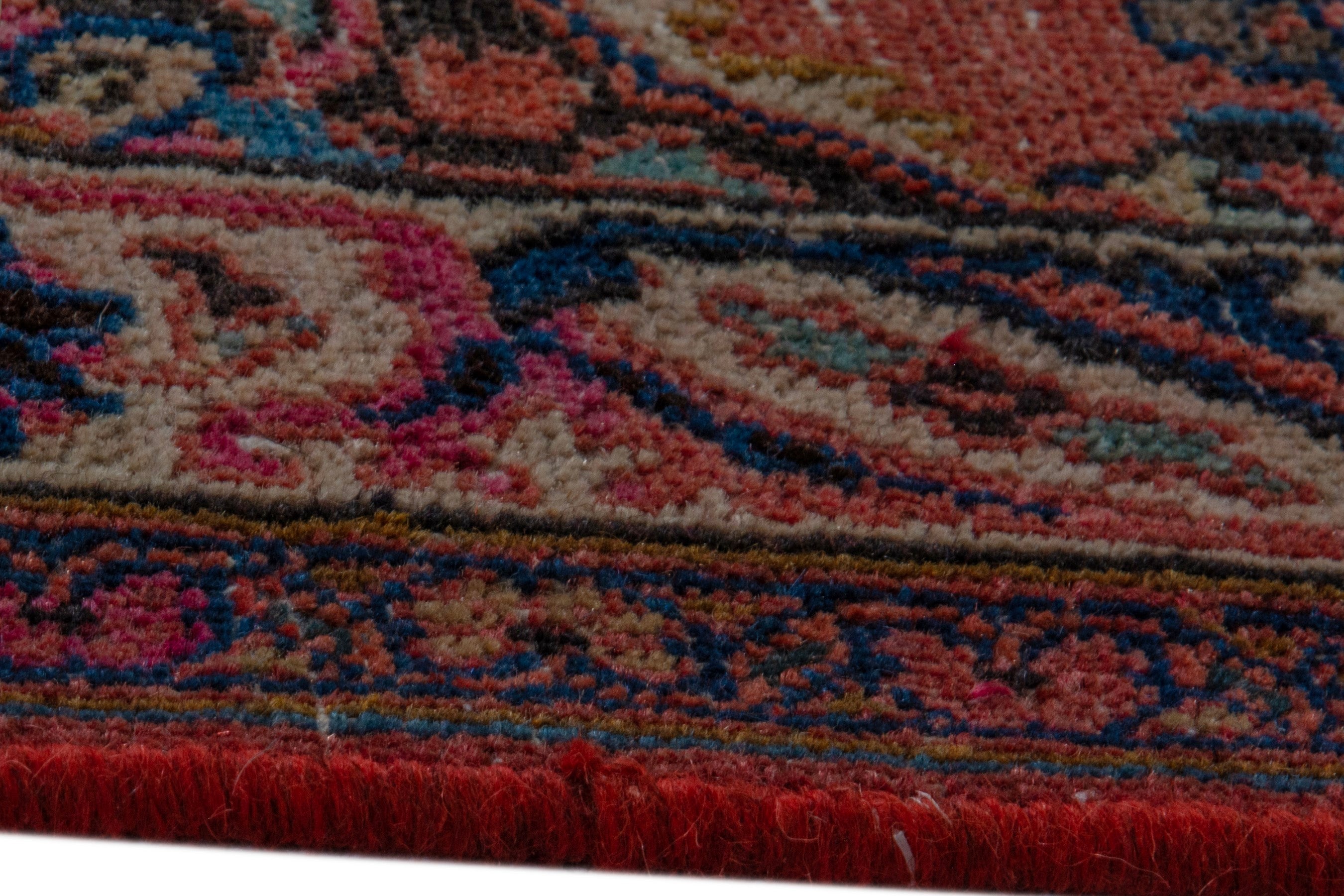 Persian Mashhad area rug in burgundy and dark blue, view 11 of 21