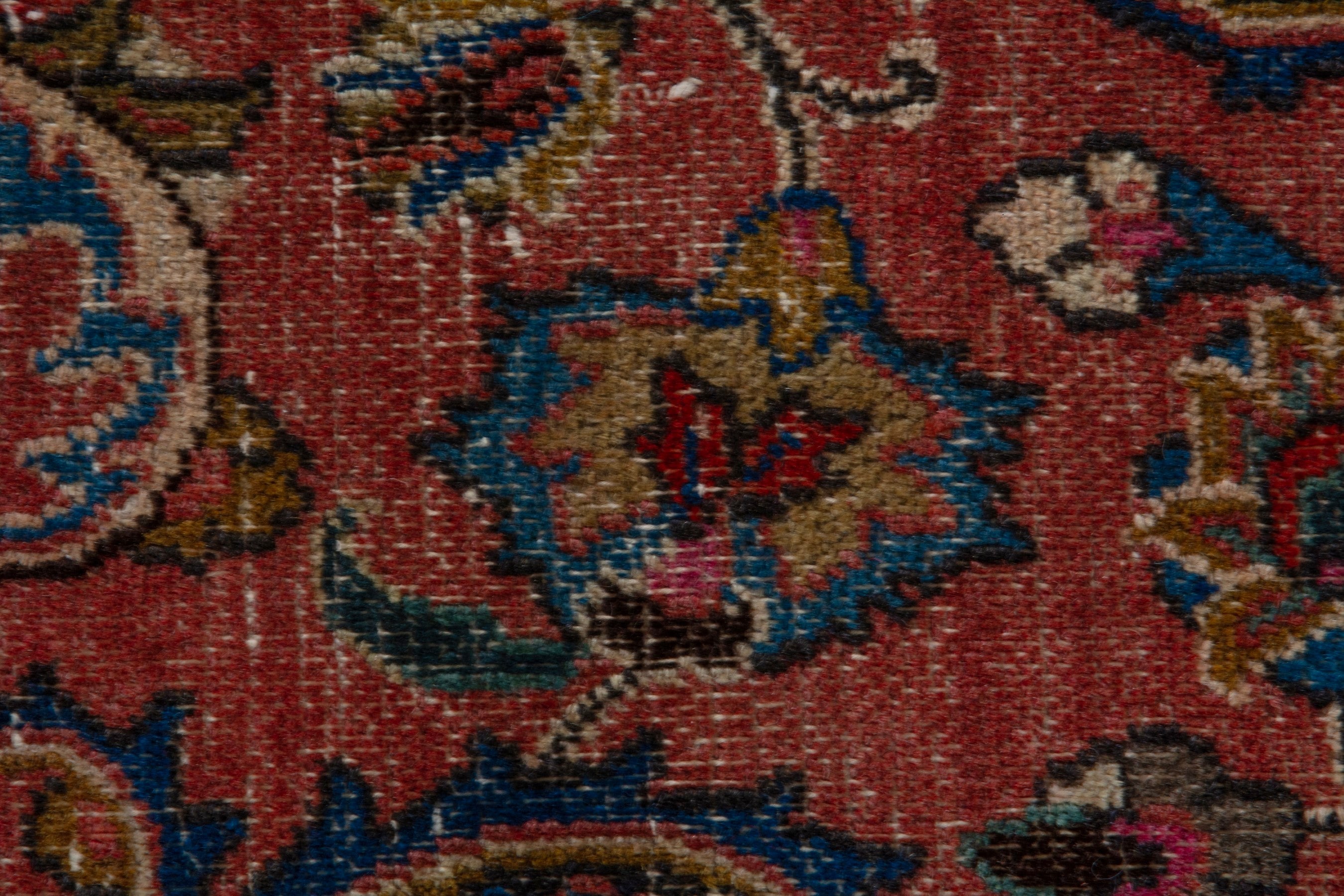 Persian Mashhad area rug in burgundy and dark blue, view 12 of 21