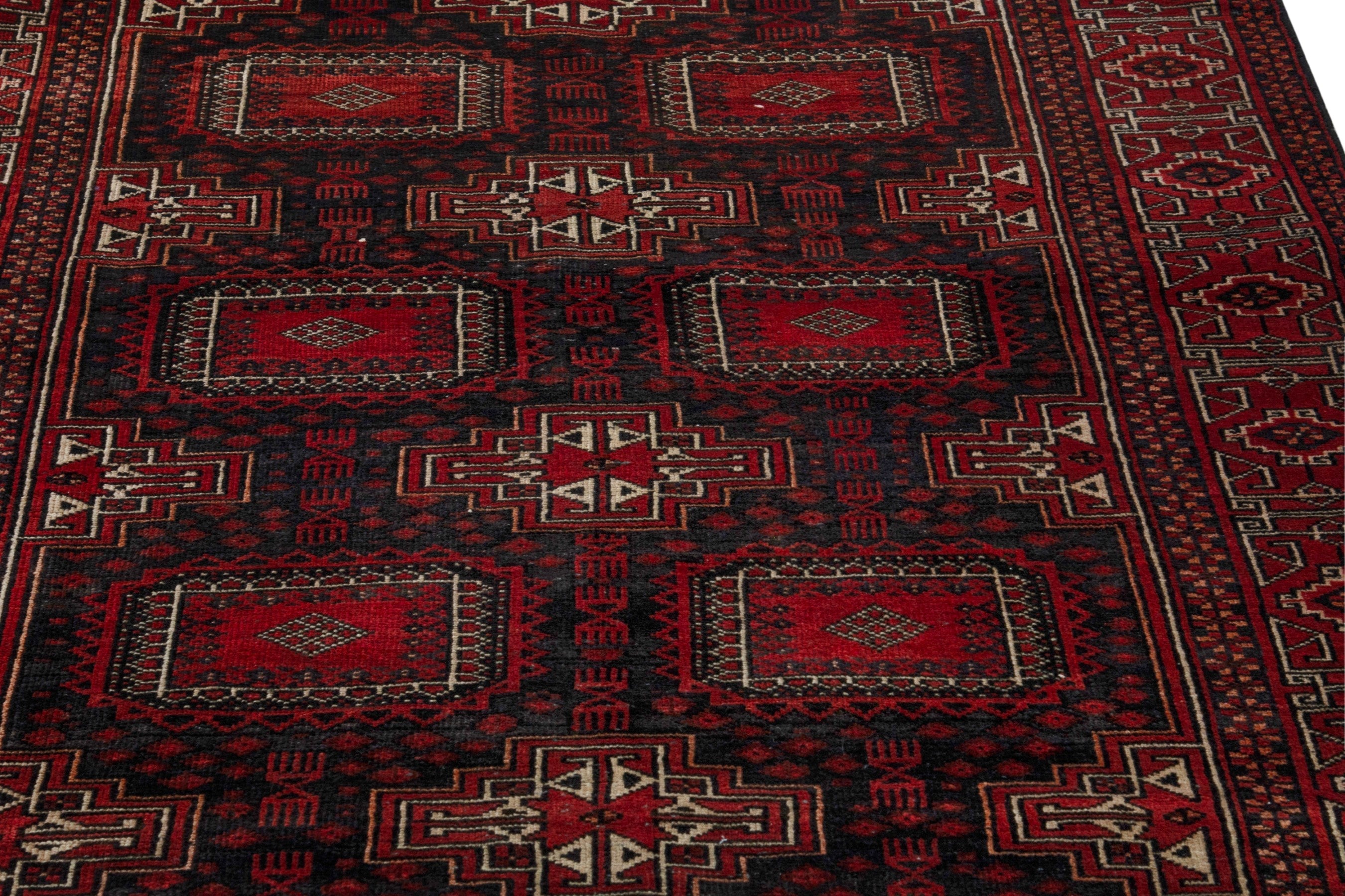 Persian Baluch area rug in burgundy and deep red, view 10 of 20