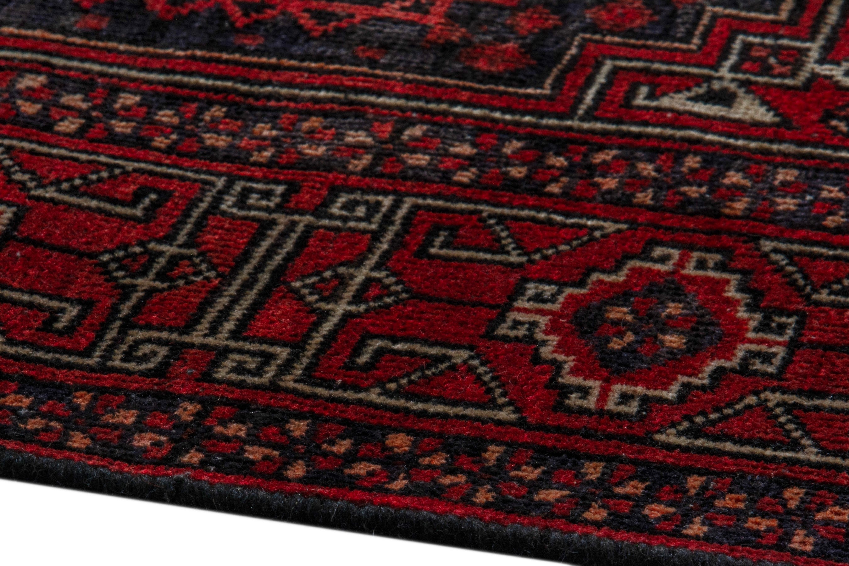 Persian Baluch area rug in burgundy and deep red, view 11 of 20