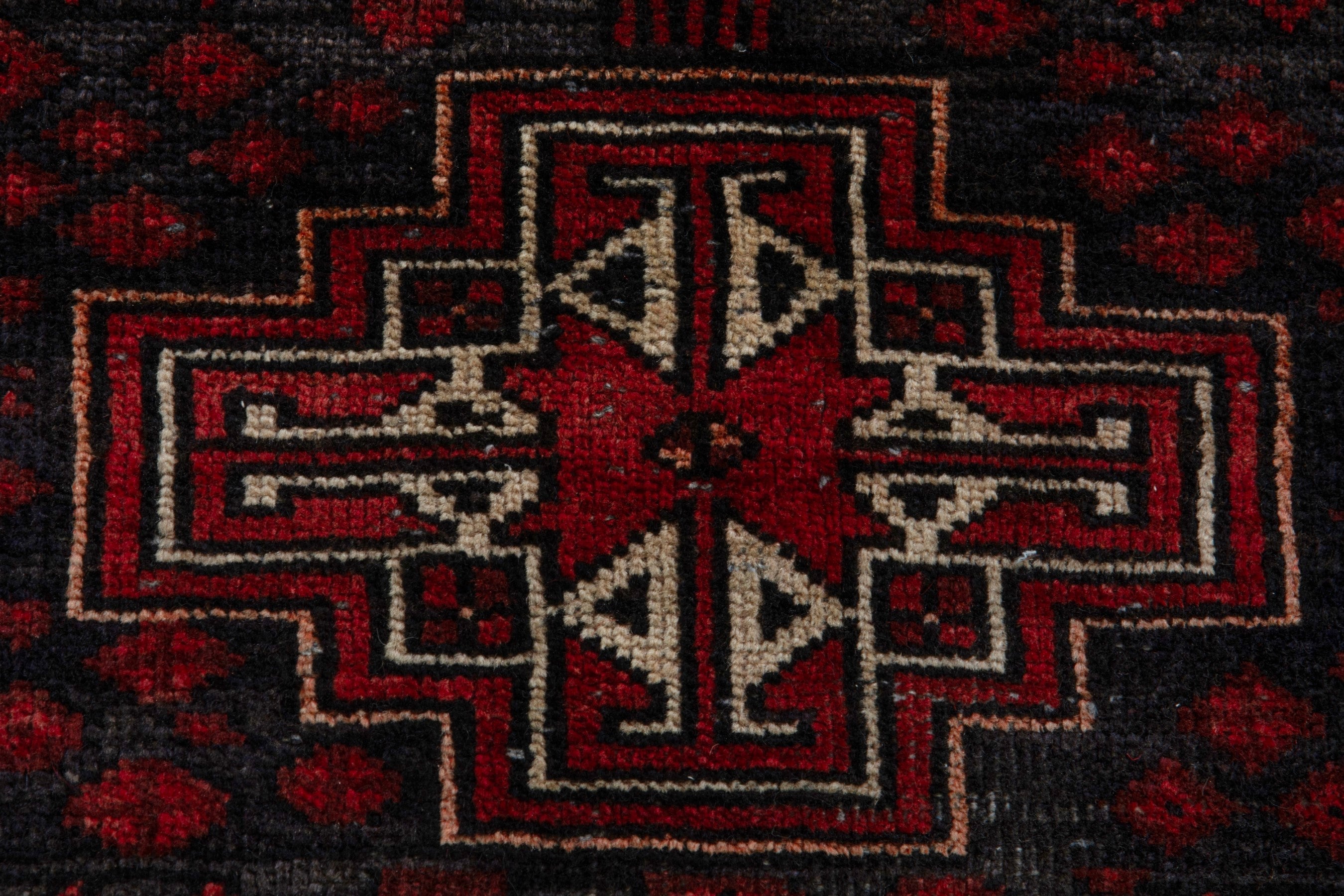 Persian Baluch area rug in burgundy and deep red, view 12 of 20