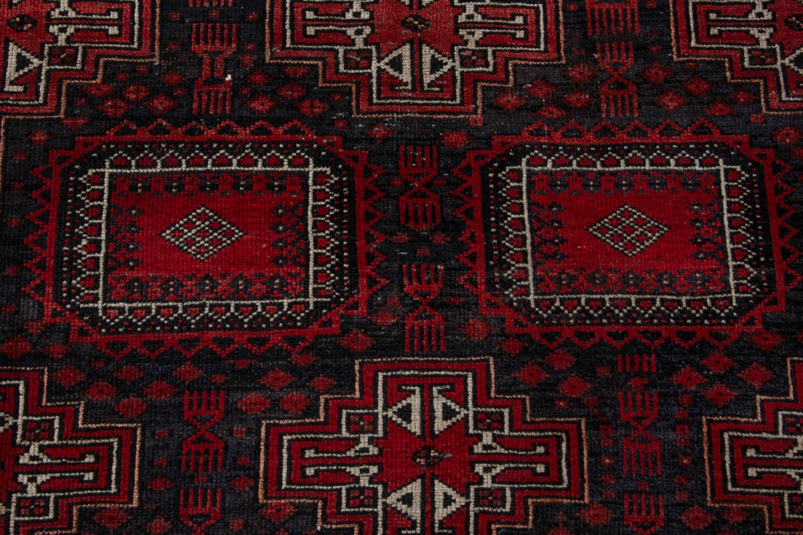 Persian Baluch area rug in burgundy and deep red, view 13 of 20