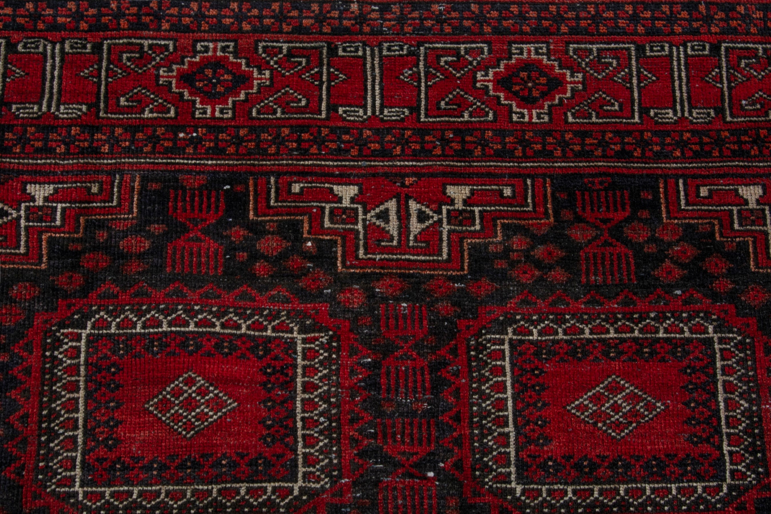 Persian Baluch area rug in burgundy and deep red, view 14 of 20