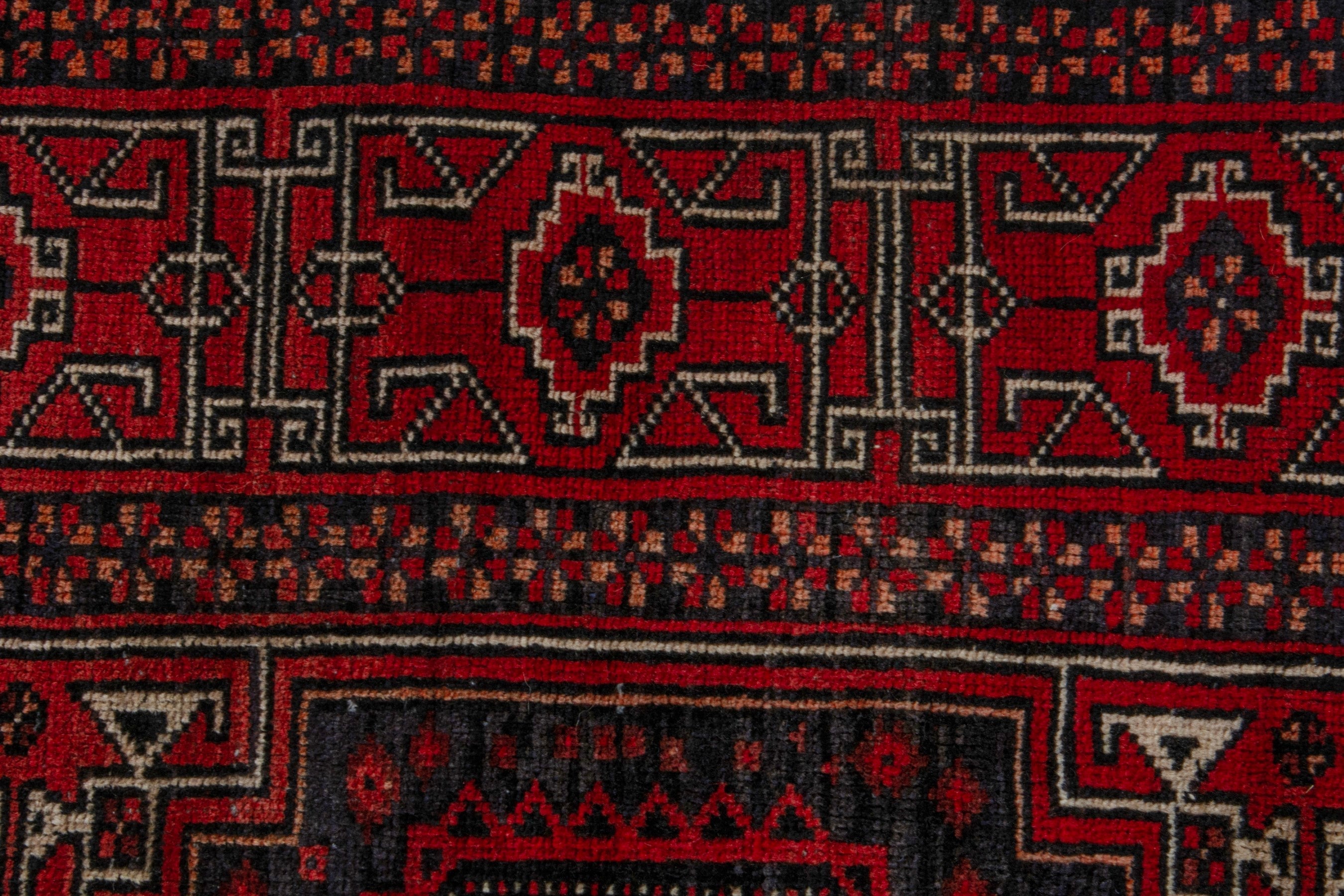 Persian Baluch area rug in burgundy and deep red, view 15 of 20