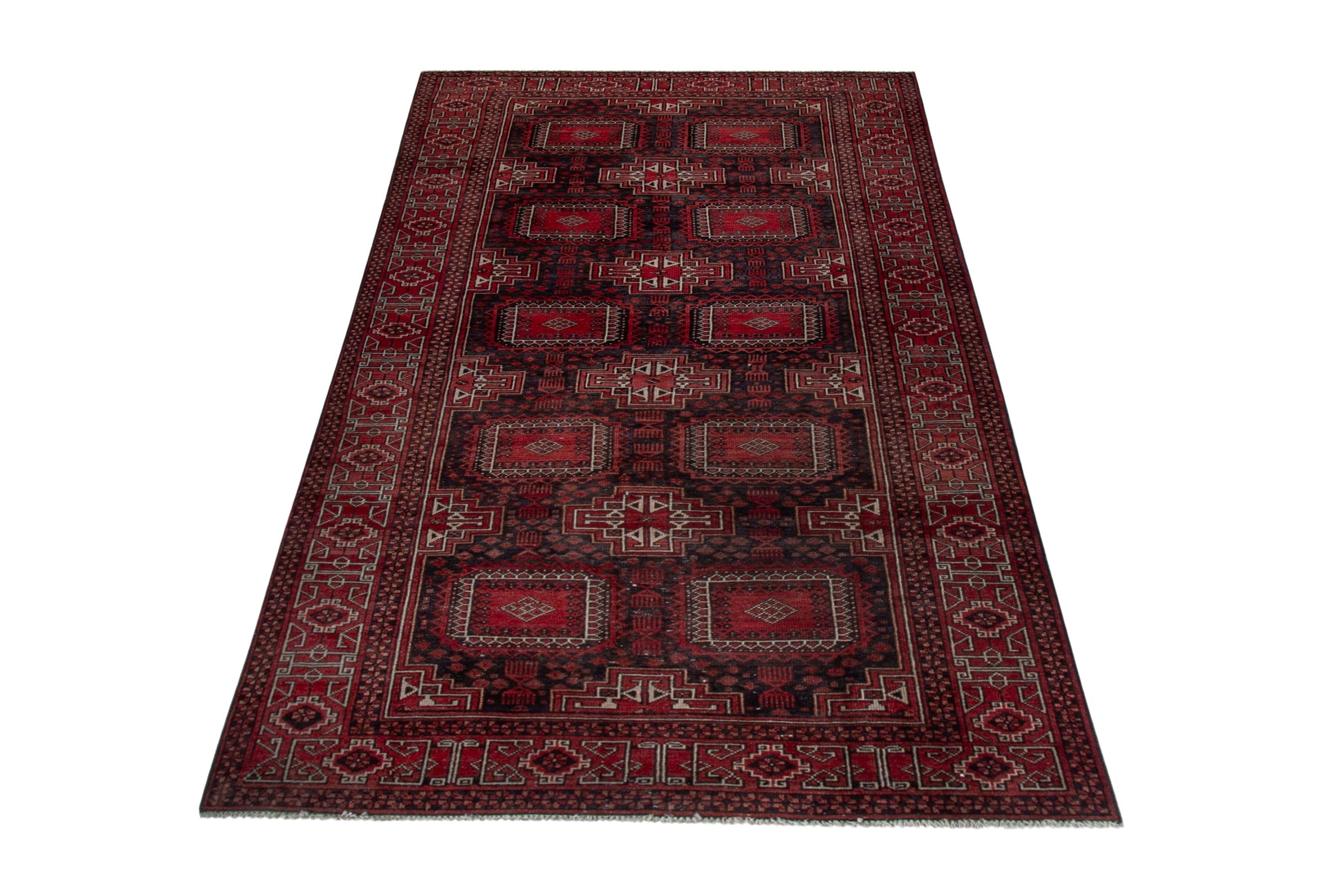 Persian Baluch area rug in burgundy and deep red, view 2 of 20