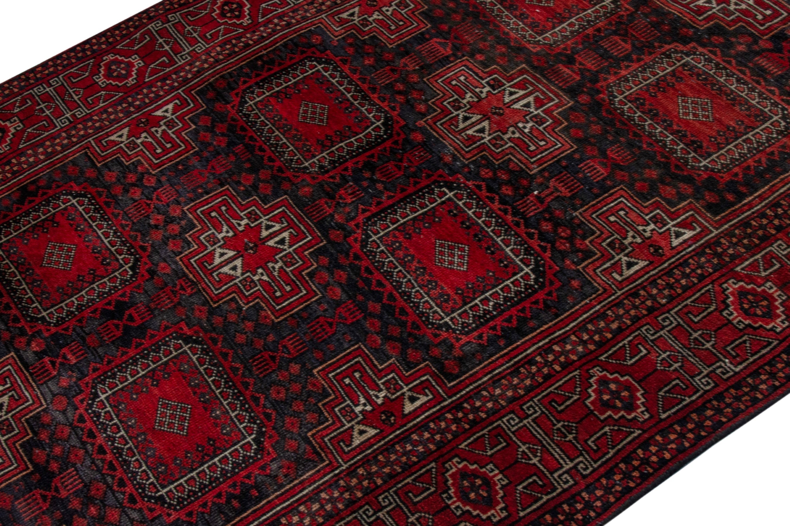 Persian Baluch area rug in burgundy and deep red, view 4 of 20
