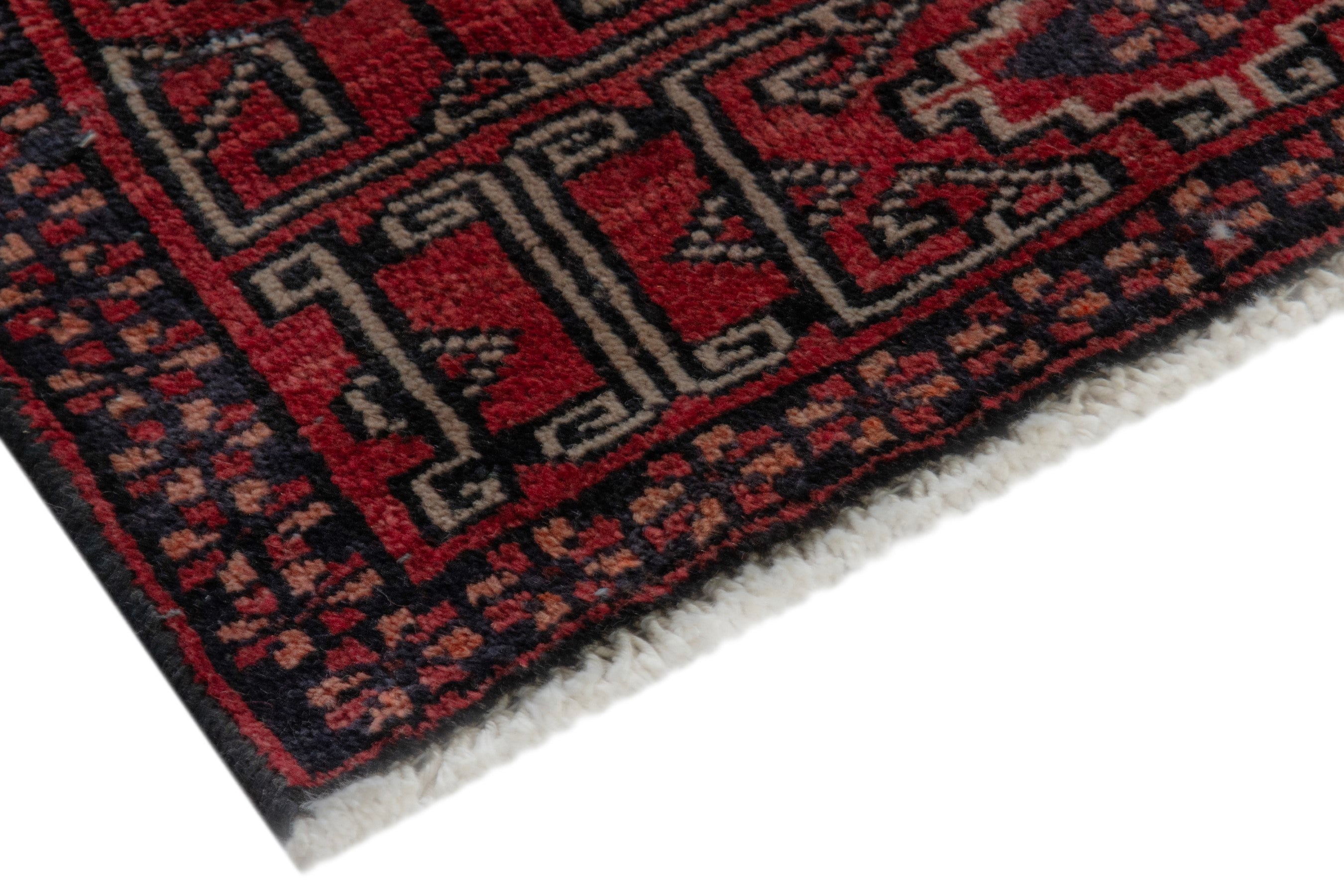 Persian Baluch area rug in burgundy and deep red, view 6 of 20