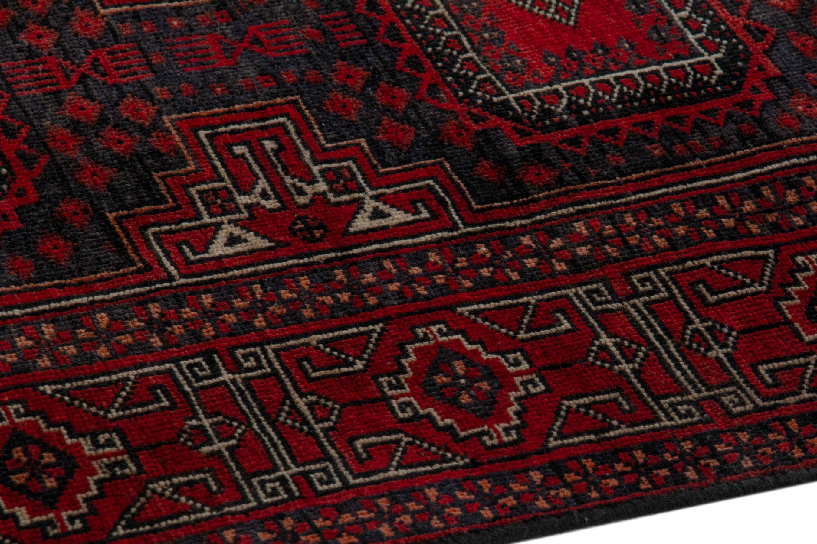 Persian Baluch area rug in burgundy and deep red, view 8 of 20