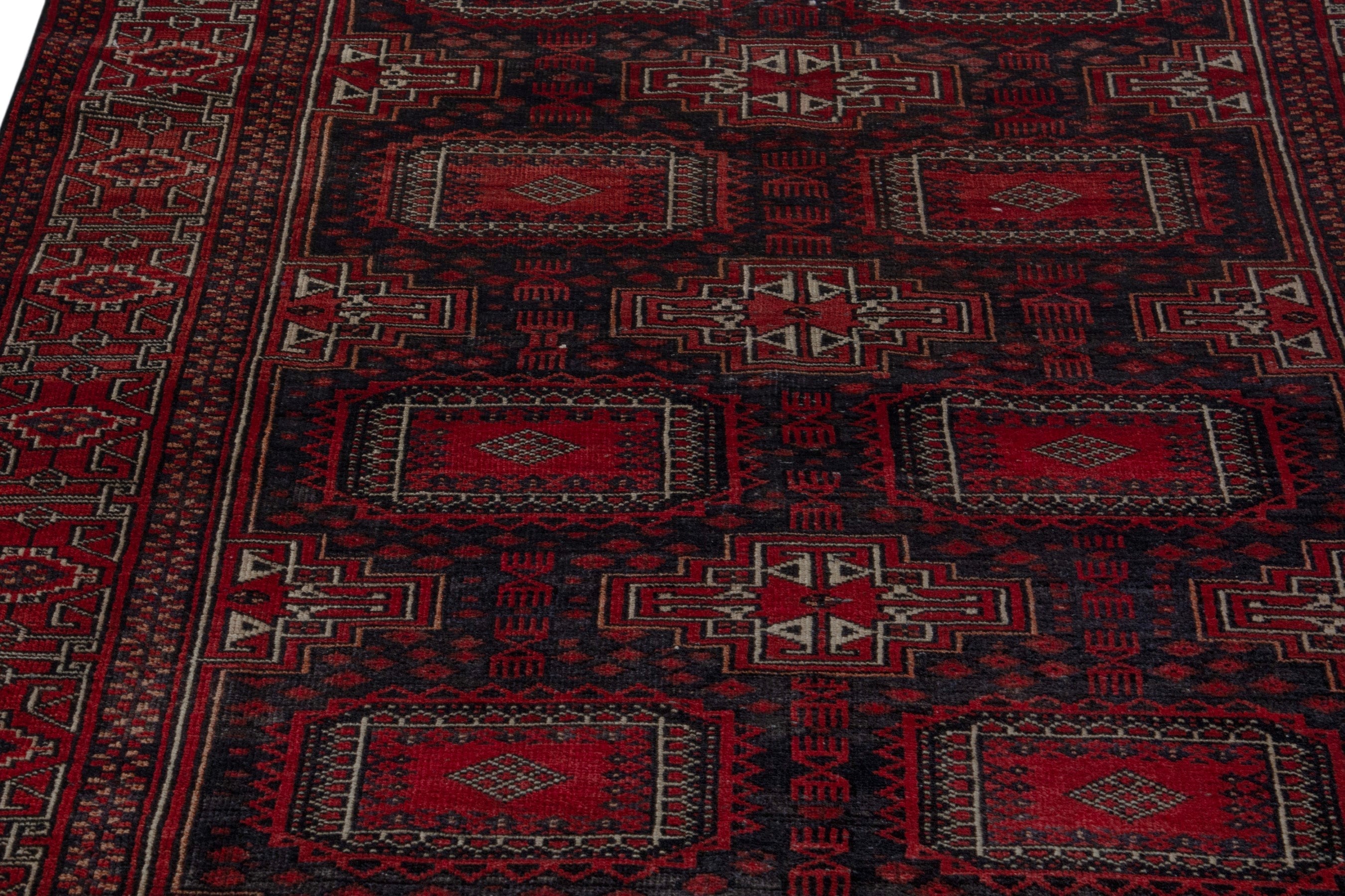Persian Baluch area rug in burgundy and deep red, view 9 of 20