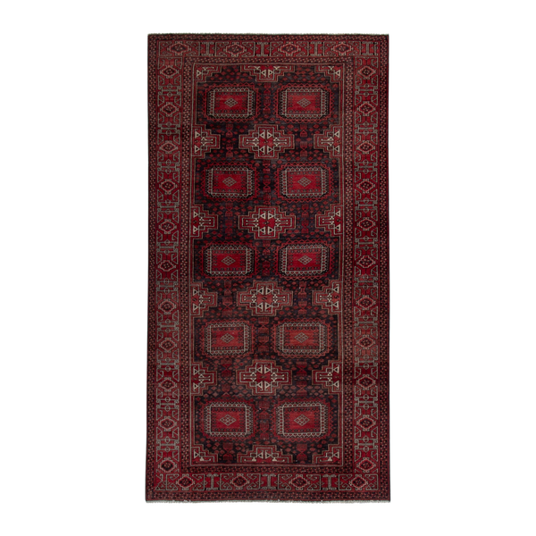 Persian Baluch area rug in burgundy and deep red, 4' x 7'11"