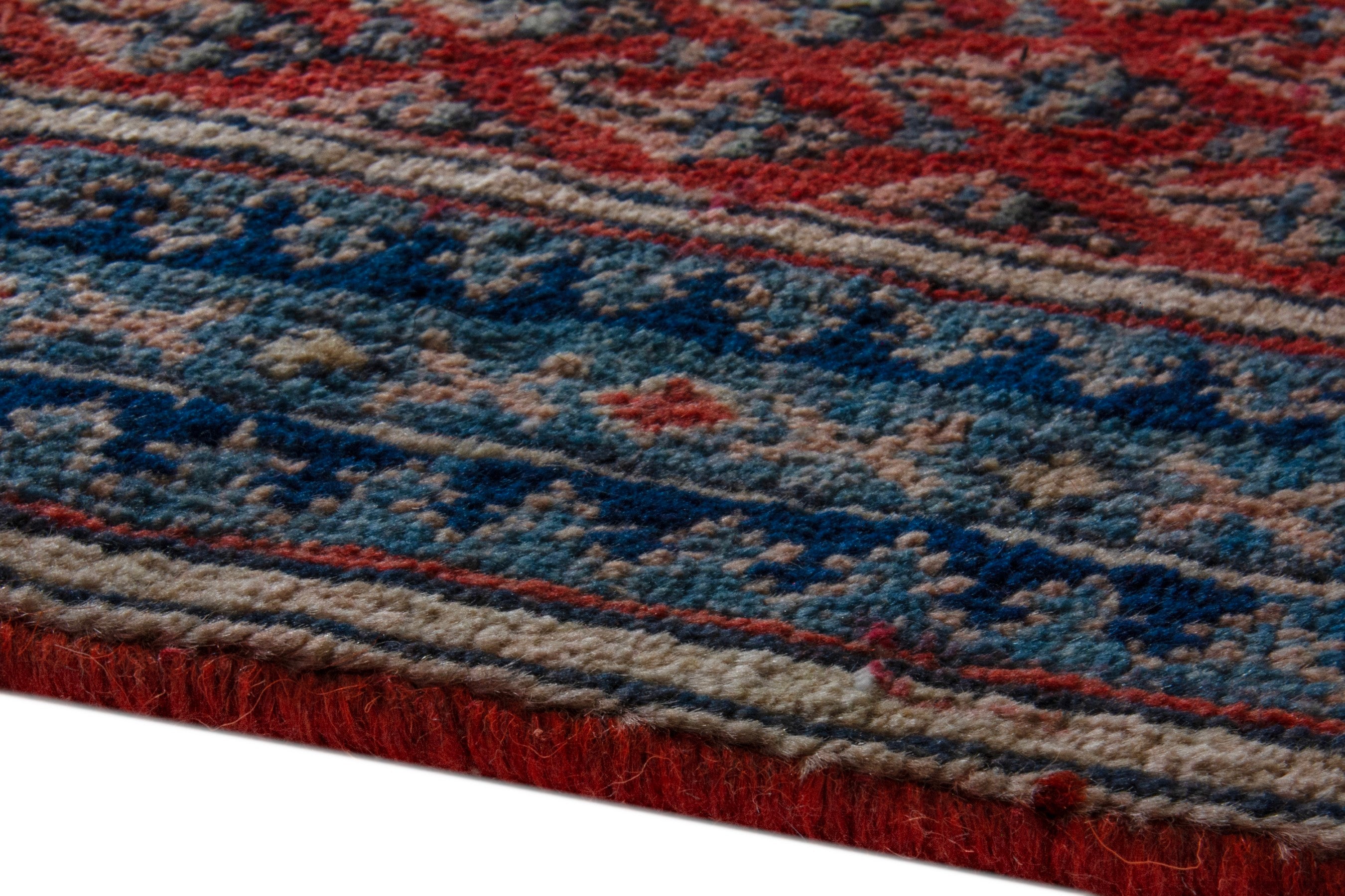 Persian Arak area rug in deep red and dark blue, view 9 of 19