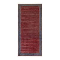Persian Arak runner rug in deep red and dark blue, 4'3" x 10'3"