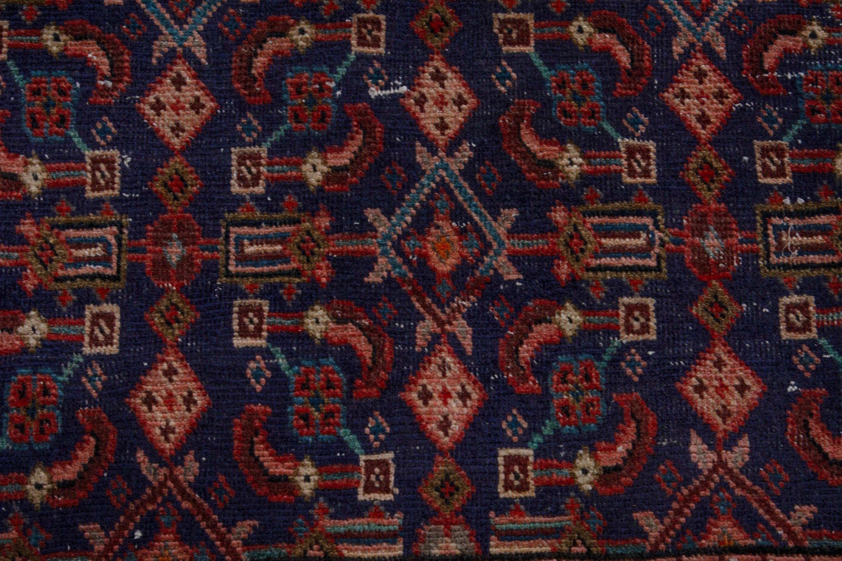 Persian Mahal area rug in navy and deep red, view 12 of 20