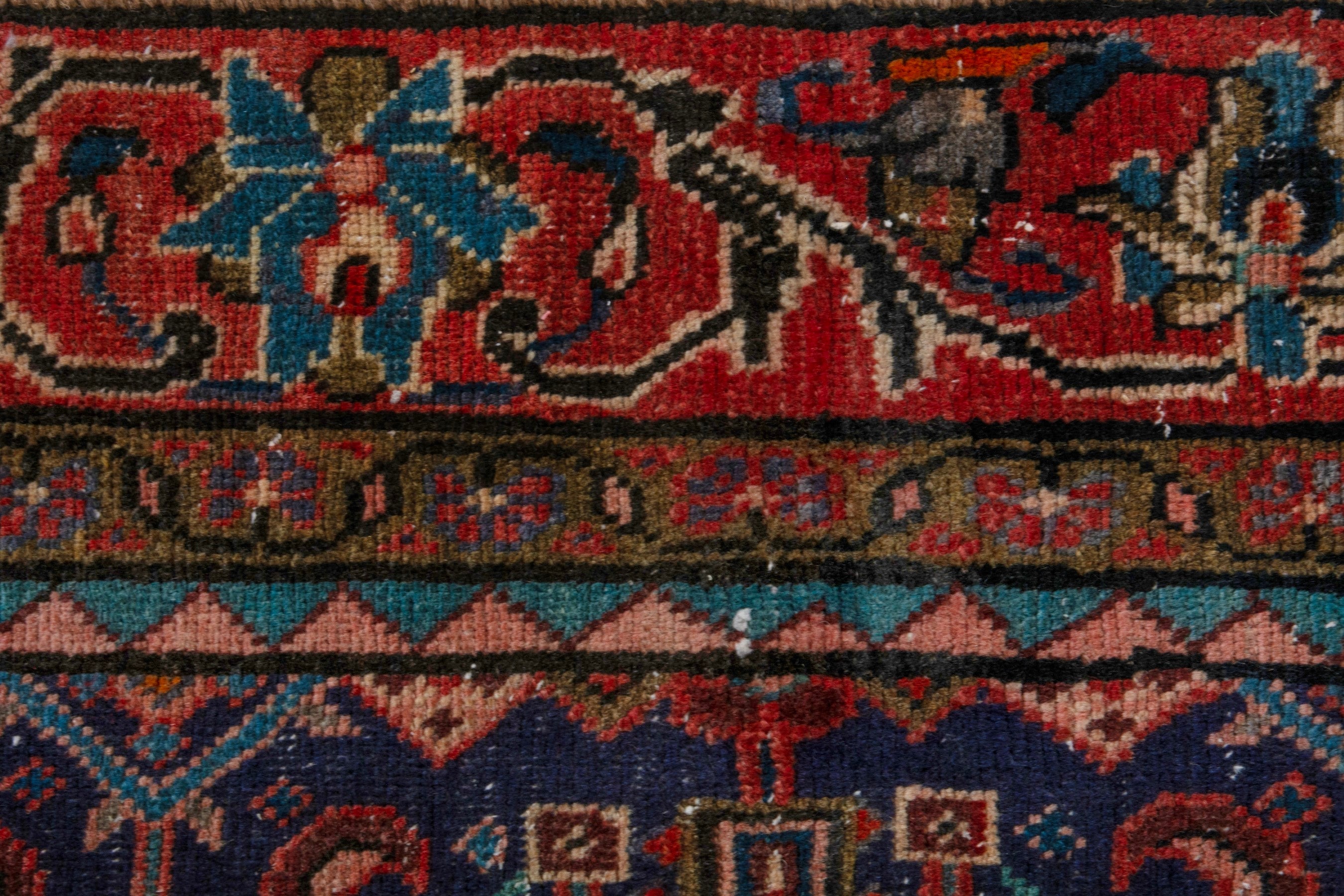 Persian Mahal area rug in navy and deep red, view 14 of 20