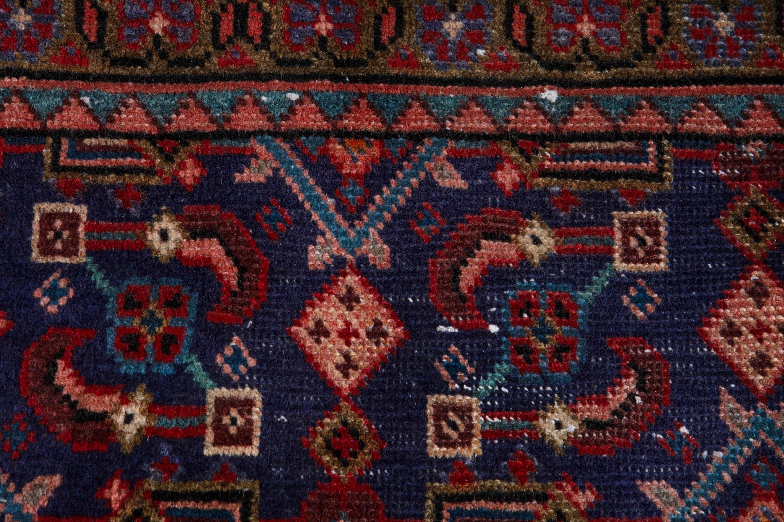 Persian Mahal area rug in navy and deep red, view 15 of 20