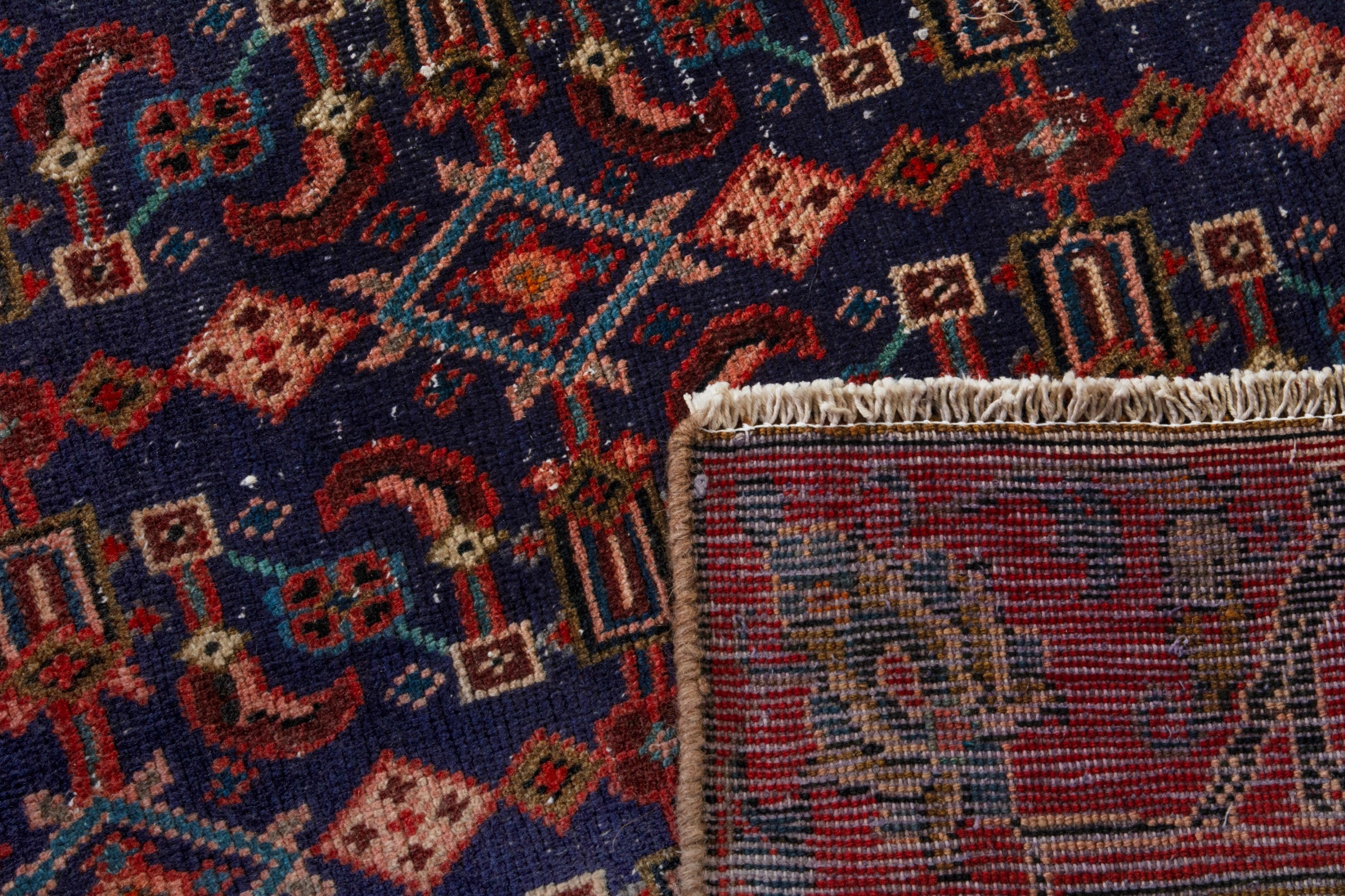 Persian Mahal area rug in navy and deep red, view 20 of 20