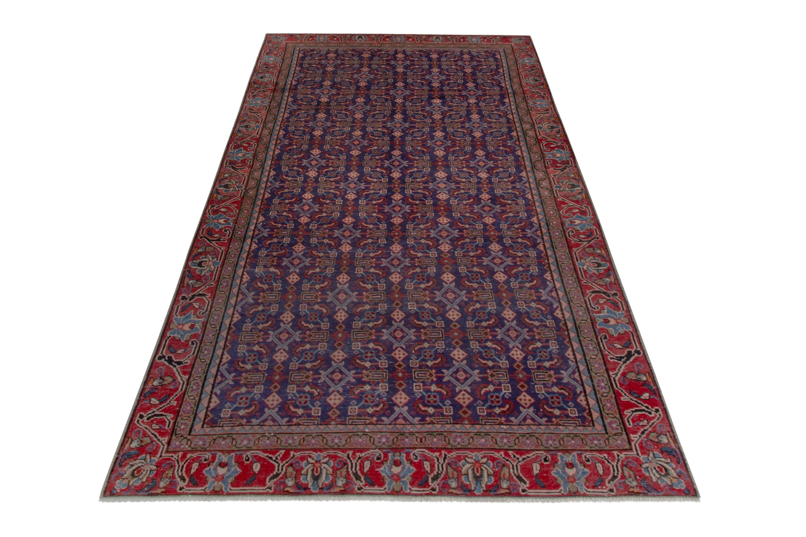 Persian Mahal area rug in navy and deep red, view 2 of 20