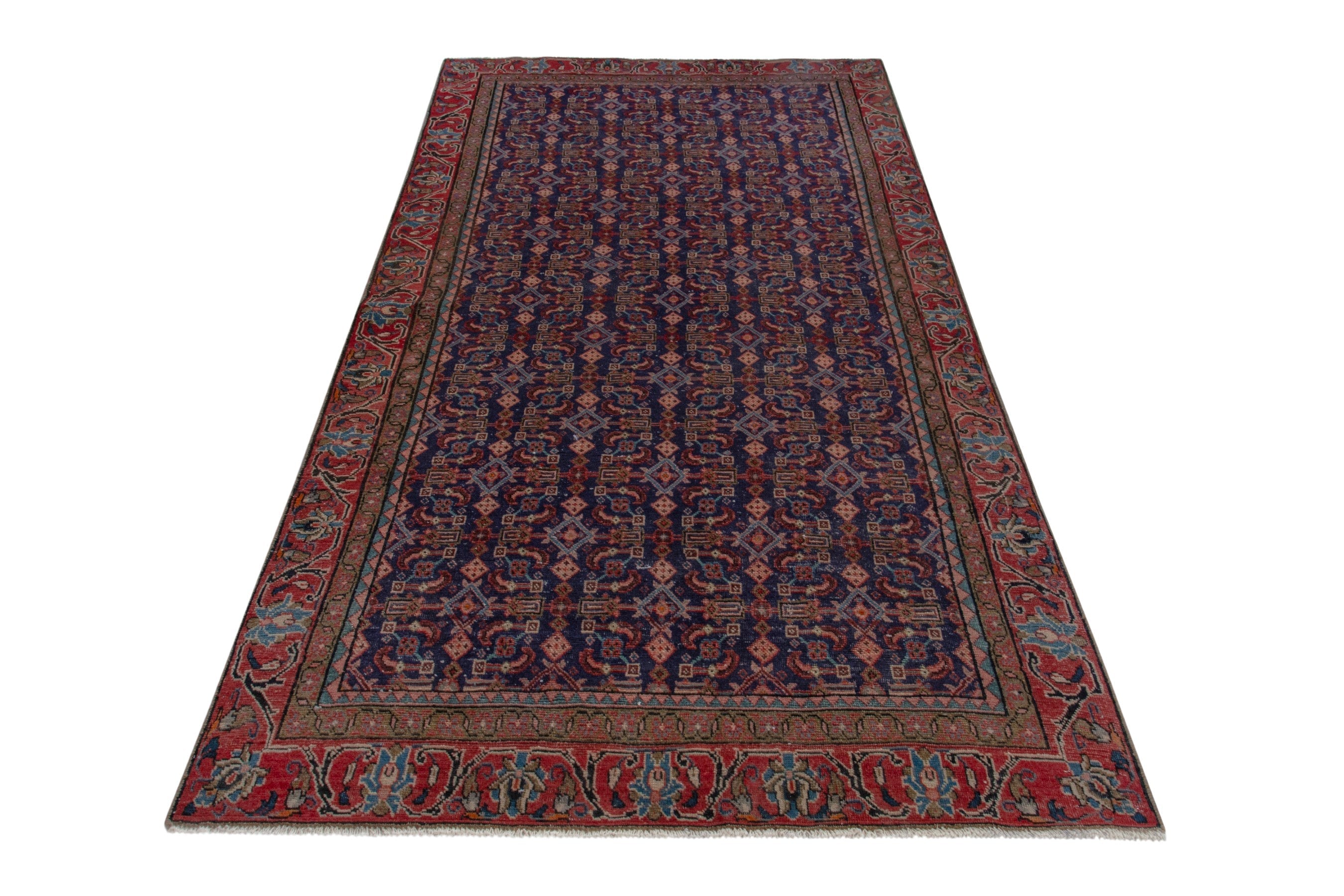 Persian Mahal area rug in navy and deep red, view 3 of 20