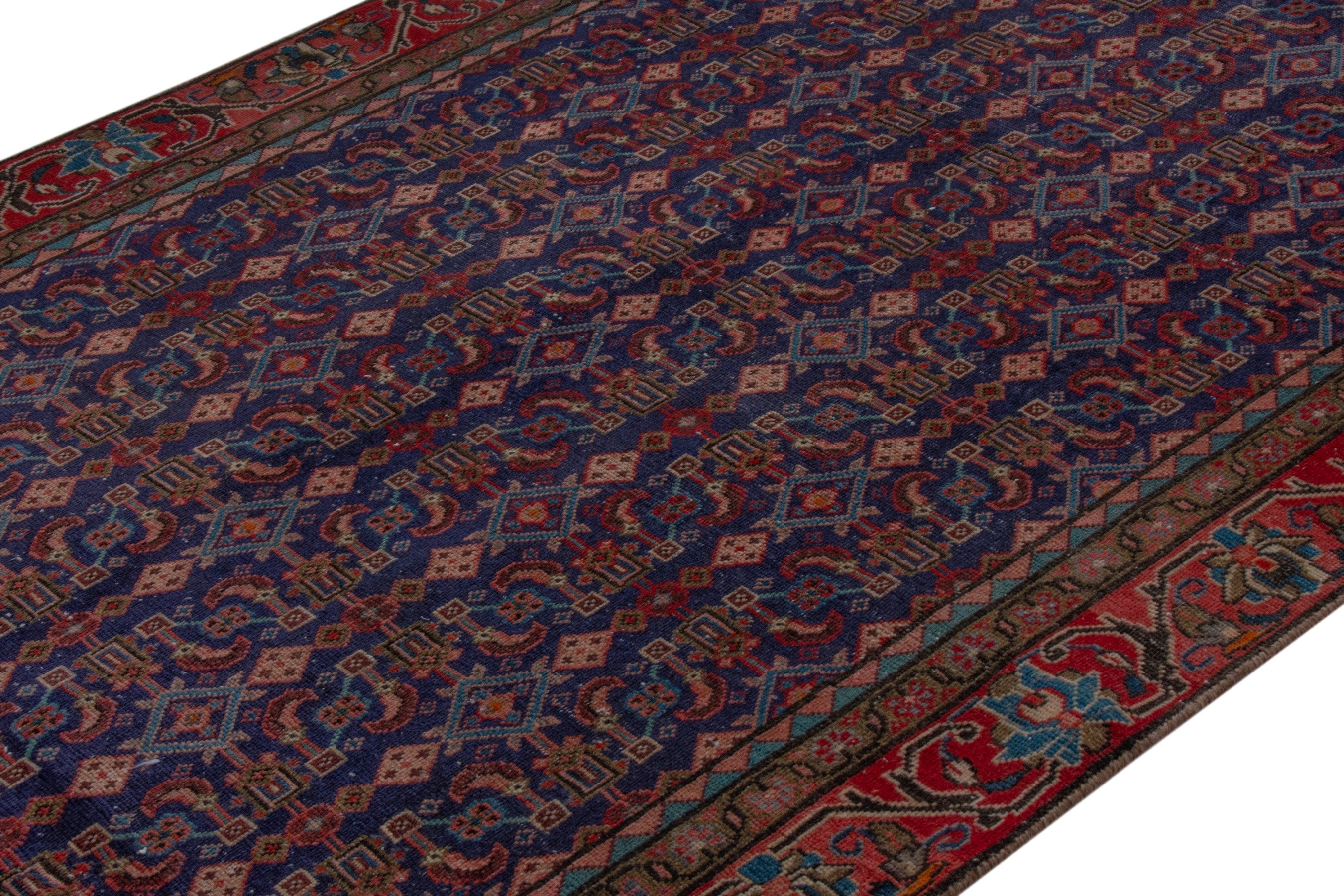 Persian Mahal area rug in navy and deep red, view 4 of 20
