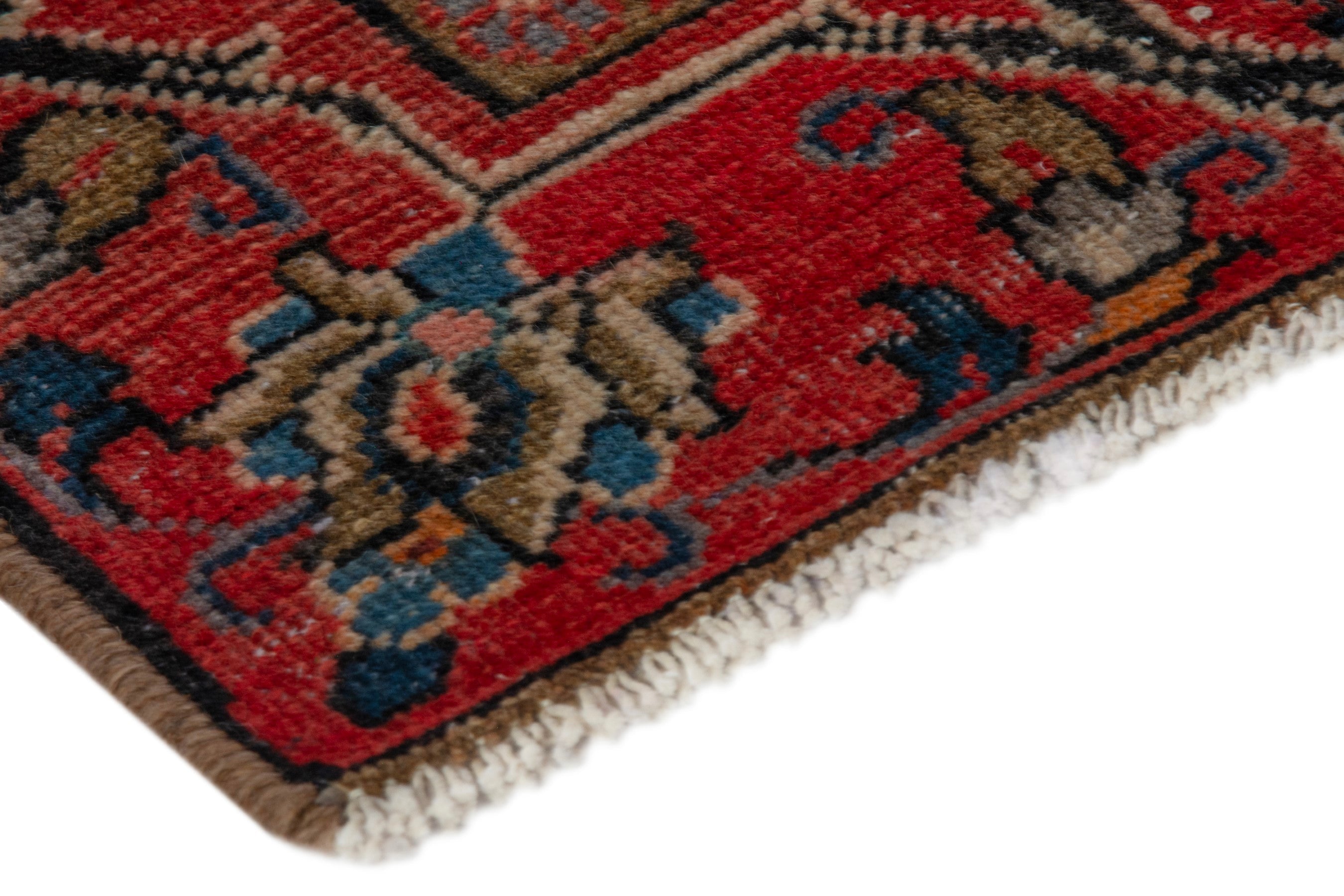 Persian Mahal area rug in navy and deep red, view 6 of 20