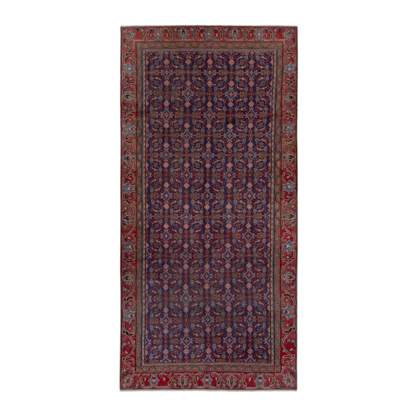 Persian Mahal runner rug in navy and deep red, 5' x 10'10"