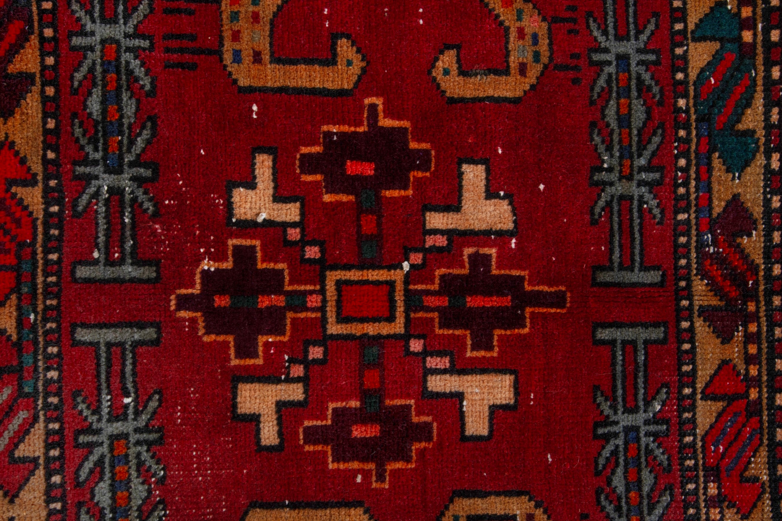 Persian Ardabil area rug in navy and deep red, view 15 of 21