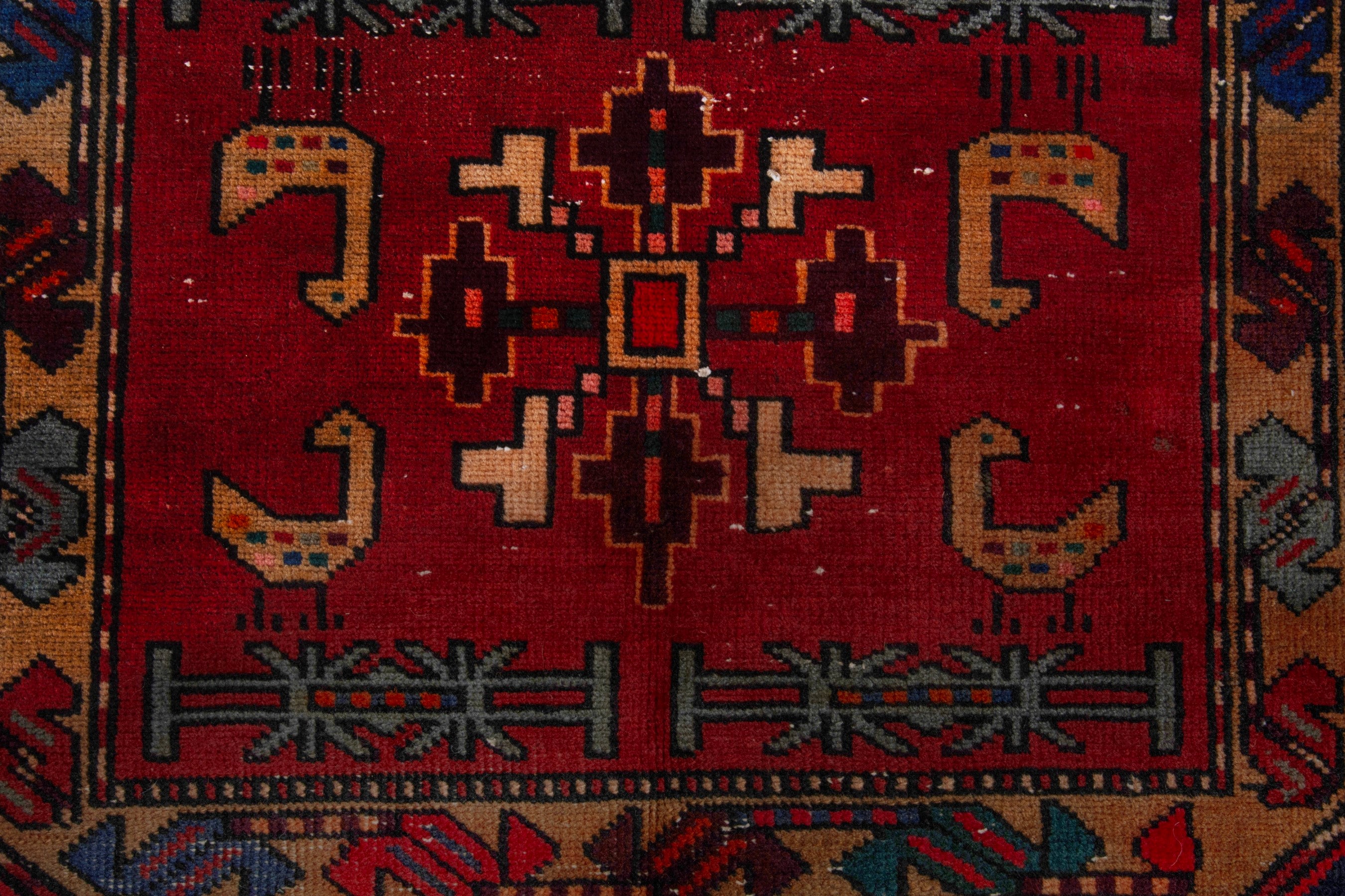 Persian Ardabil area rug in navy and deep red, view 16 of 21