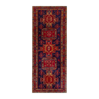 Persian Ardabil runner rug in navy and deep red, 4'5" x 10'10"