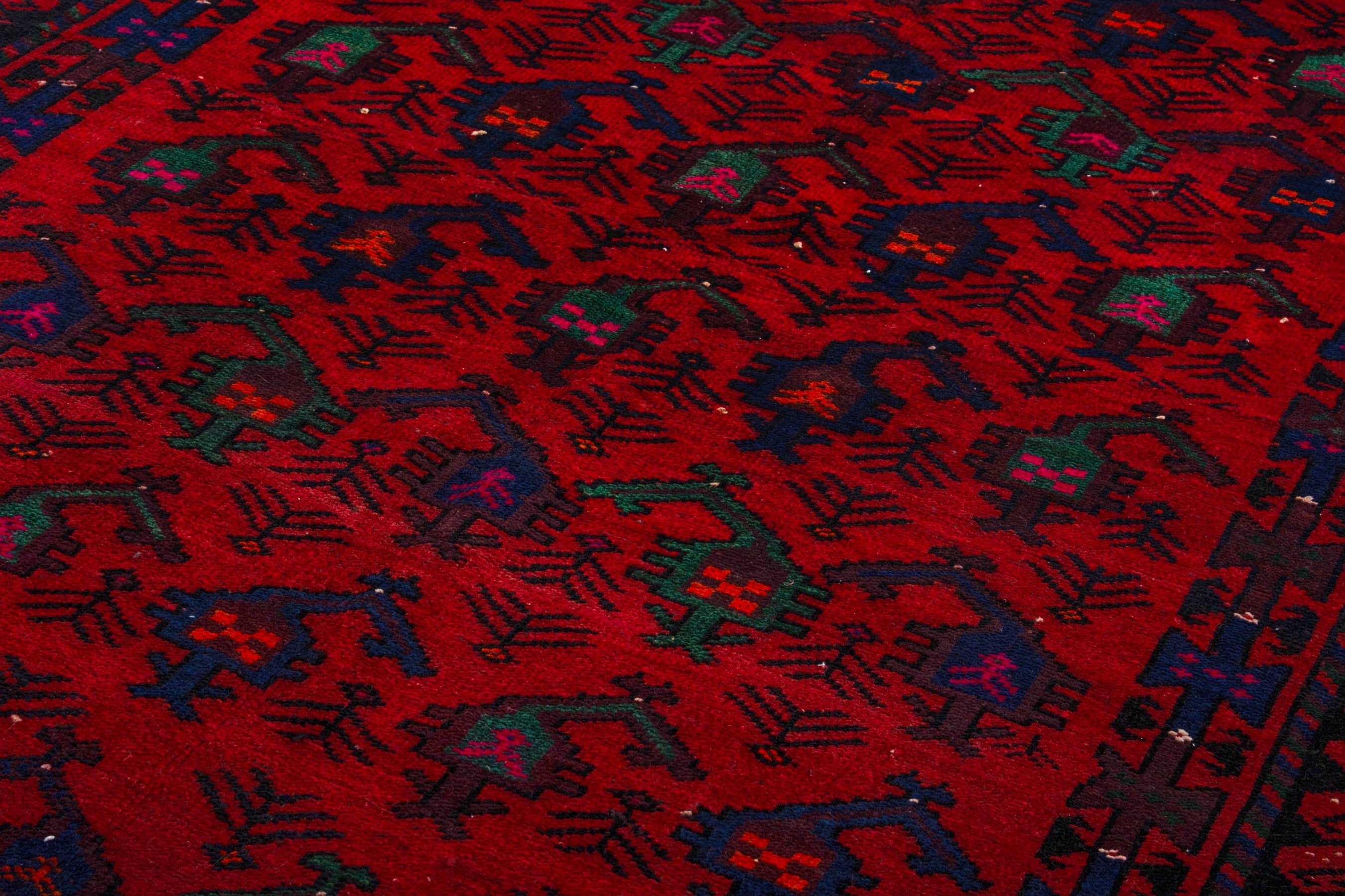 Persian Ghoochan area rug in deep red and navy, view 11 of 21