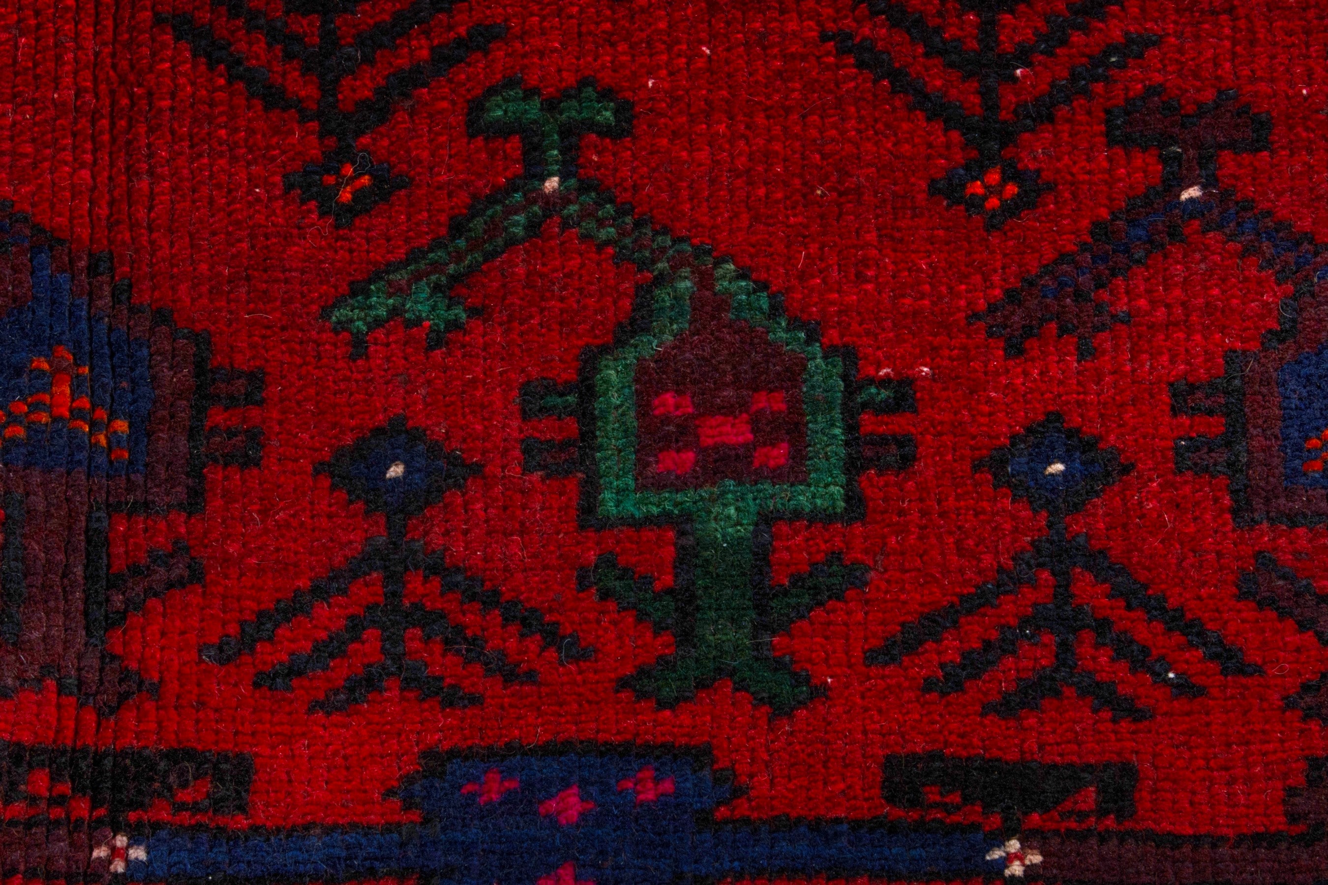 Persian Ghoochan area rug in deep red and navy, view 13 of 21