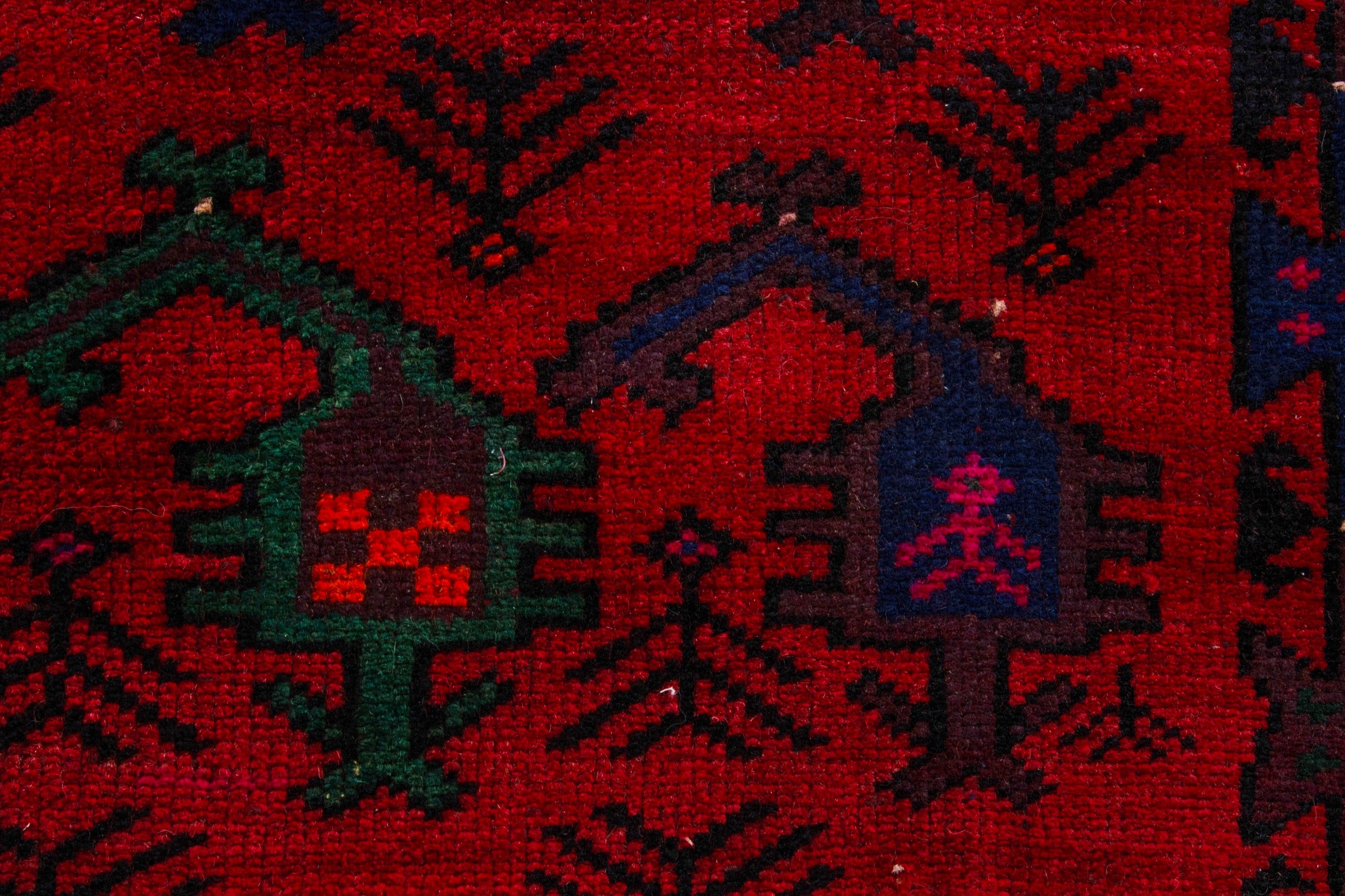 Persian Ghoochan area rug in deep red and navy, view 14 of 21