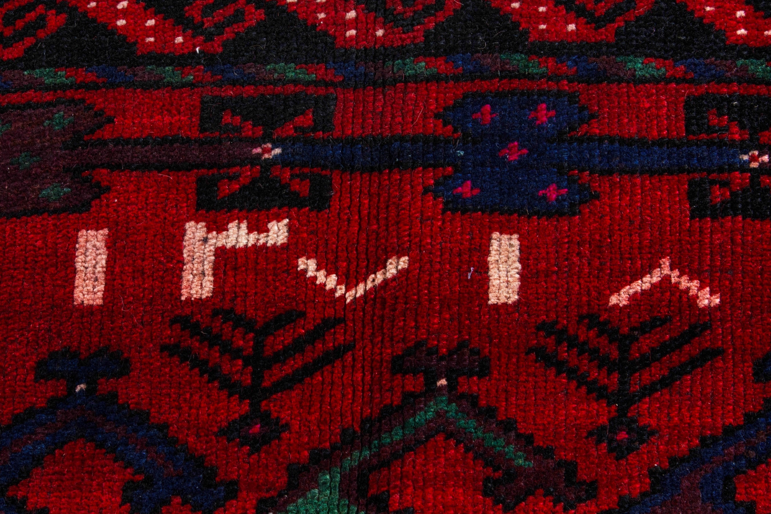 Persian Ghoochan area rug in deep red and navy, view 16 of 21