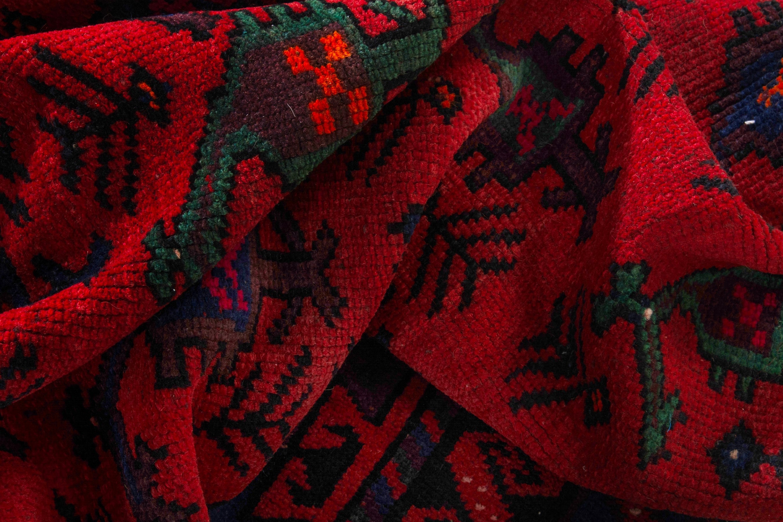 Persian Ghoochan area rug in deep red and navy, view 18 of 21