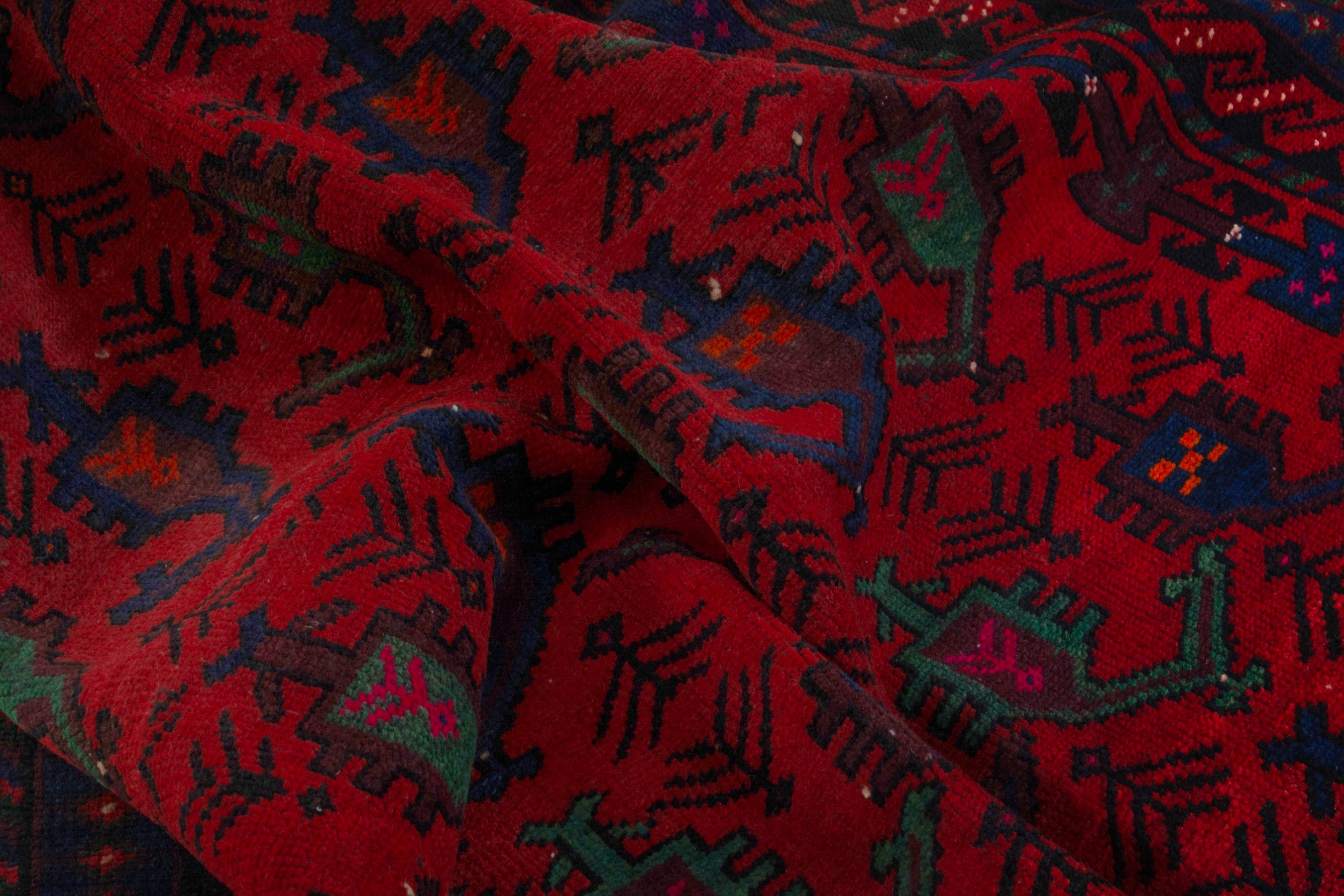 Persian Ghoochan area rug in deep red and navy, view 19 of 21