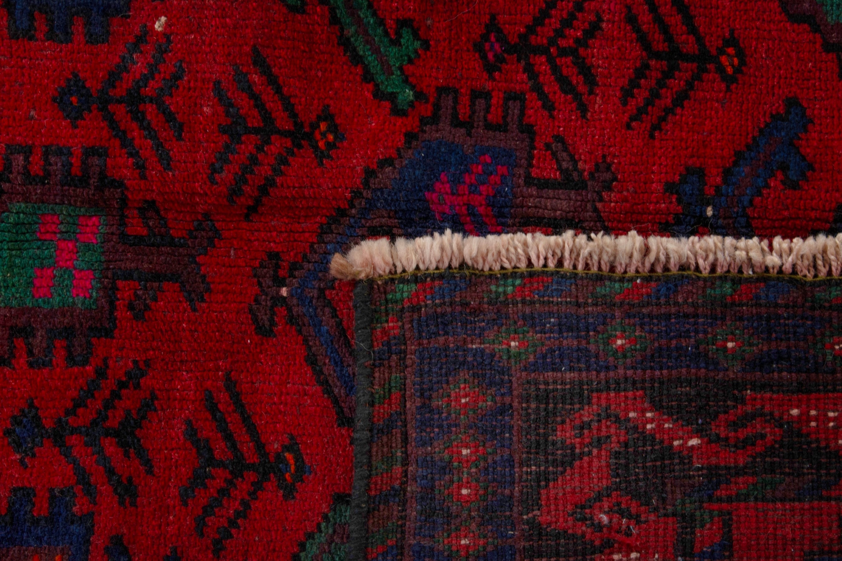 Persian Ghoochan area rug in deep red and navy, view 21 of 21