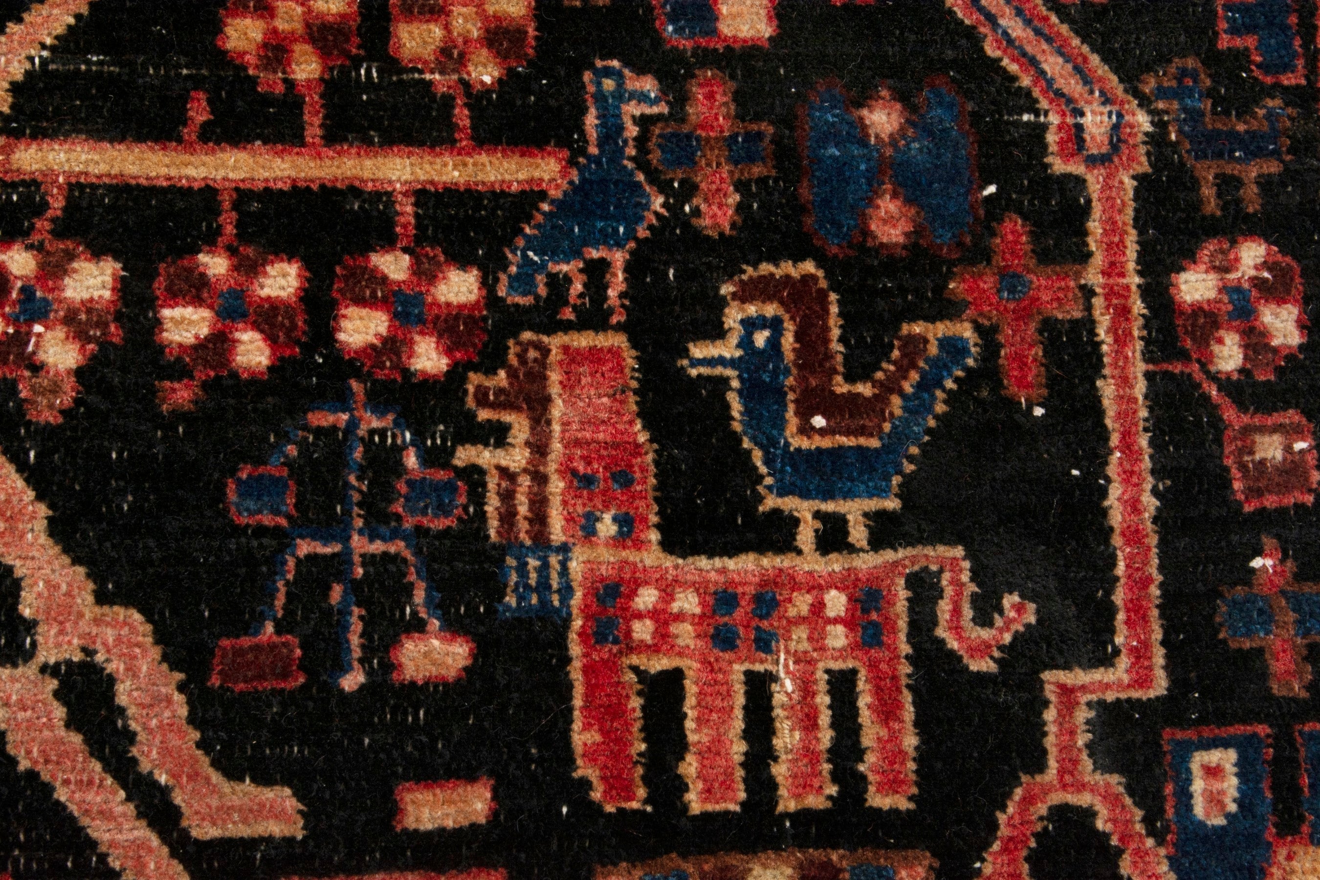 Persian Nahavand area rug in burgundy and dark blue, view 12 of 19